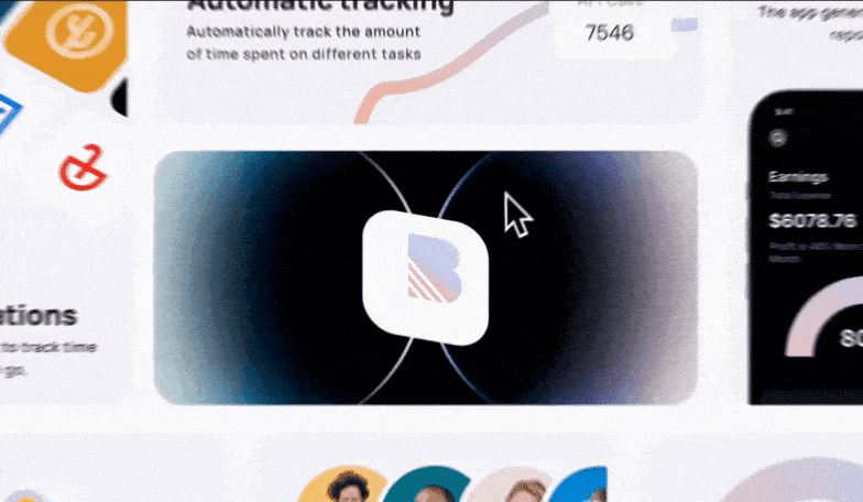 Hover effect animation on the Black + Webflow template