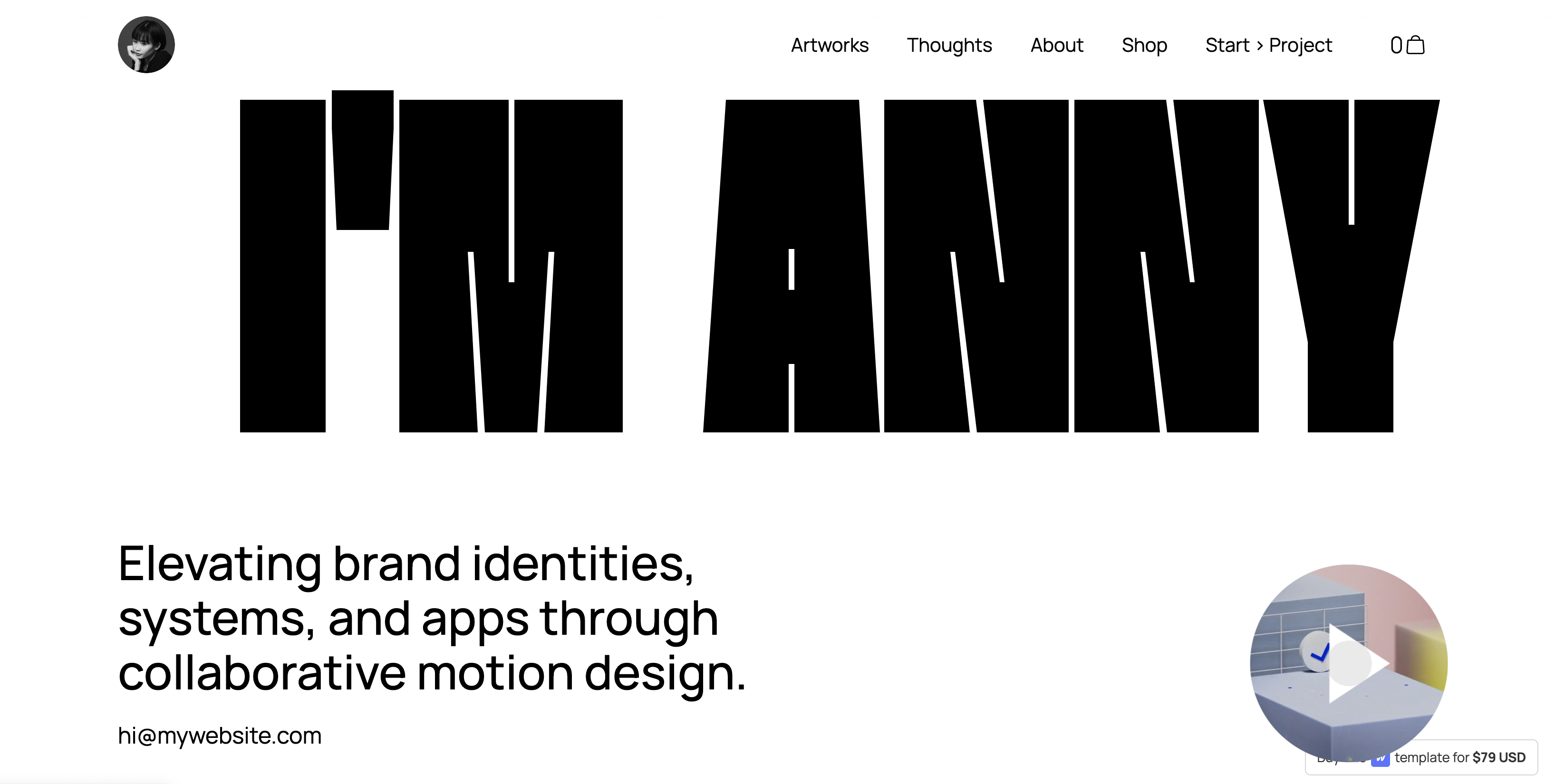 Webflow portfolio template Canada - showing its bold usage of font combination Thunder for headers and Manrope for body text