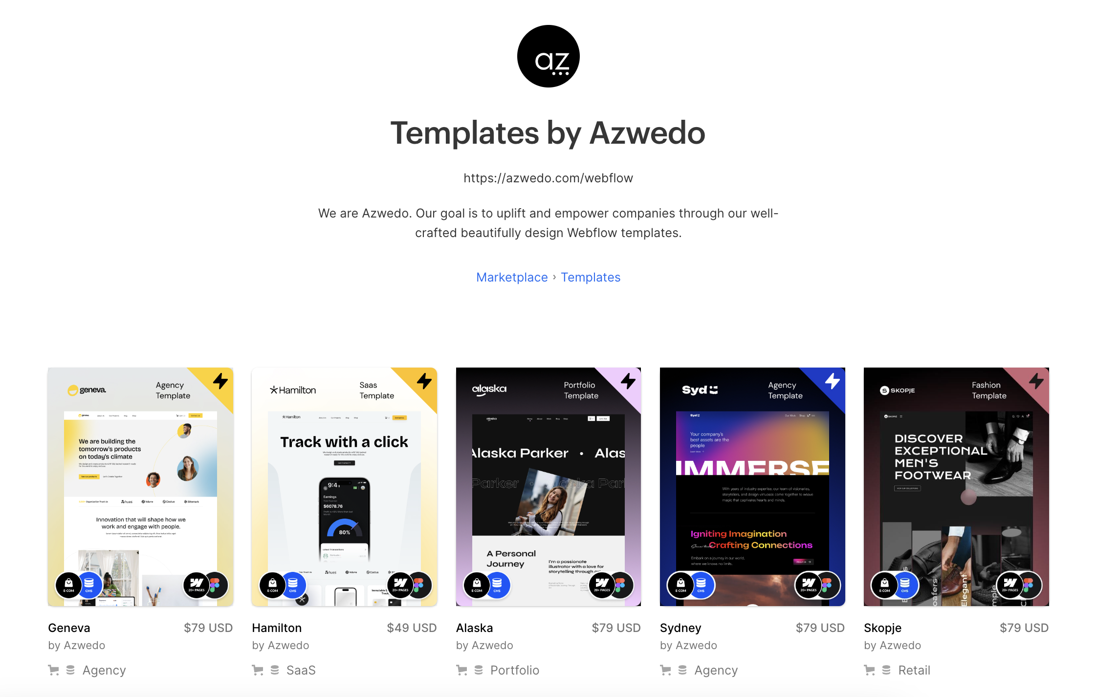 Premium Webflow templates from Azwedo and Wedoflow