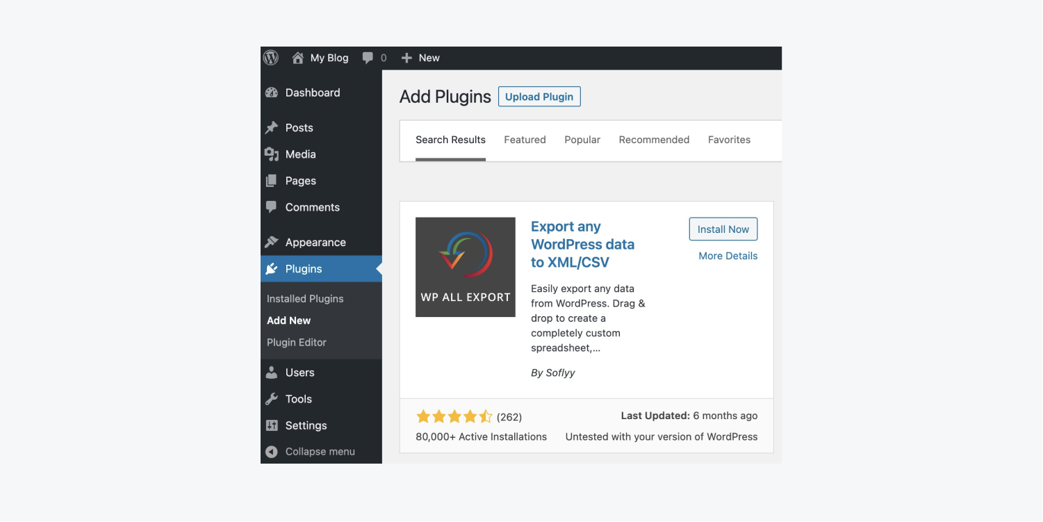 xml and csv Plugin installation in Wordpress