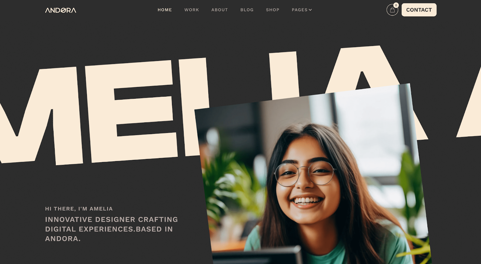 Andora Webflow template a great design to build a personal website