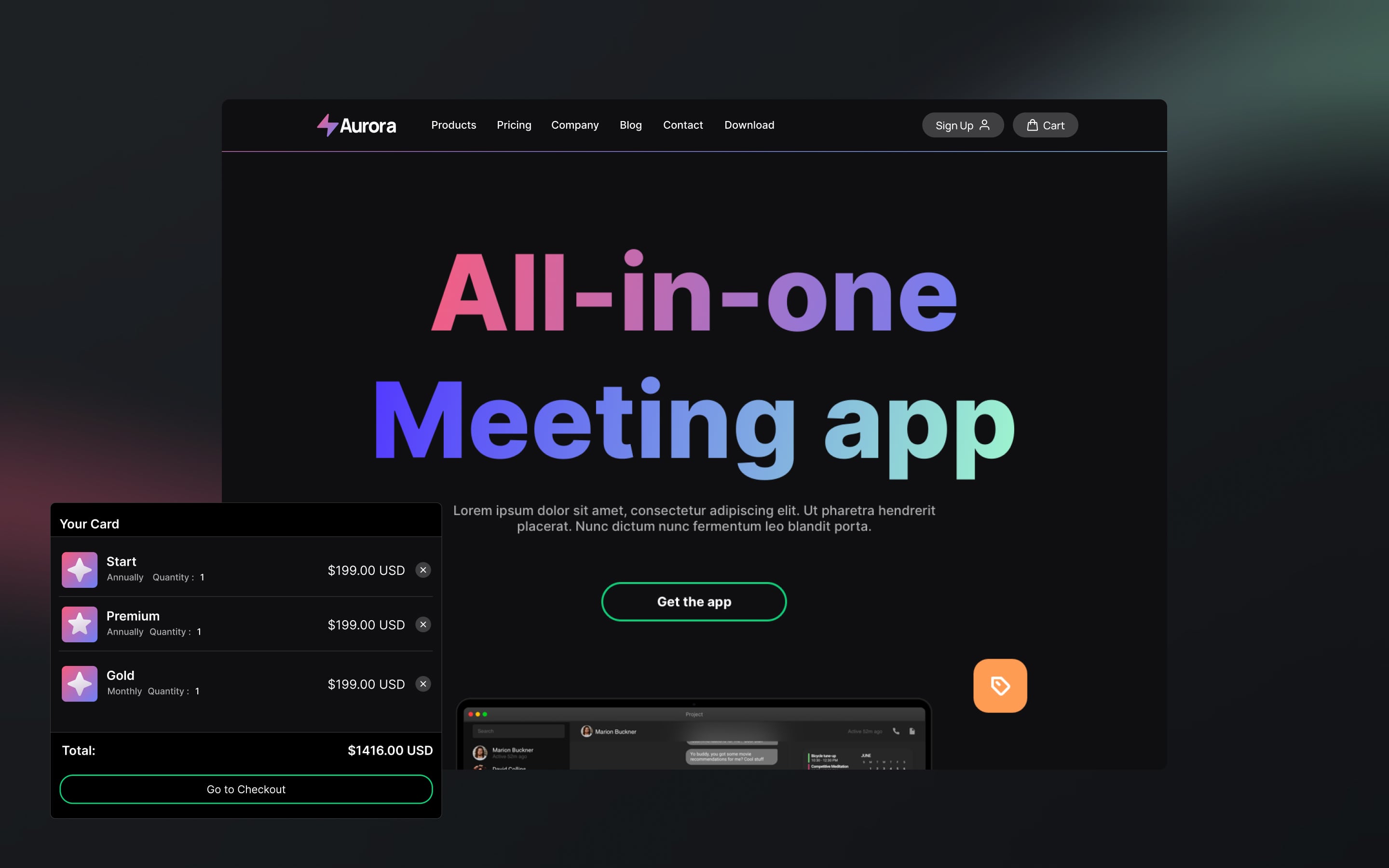 Dark theme Webflow web application template - Aurora. Wedoflow agency