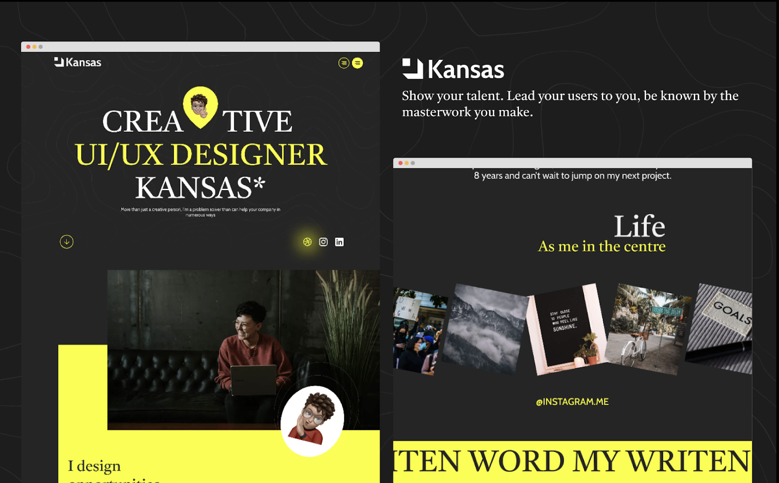 Dark website themes Webflow portfolio template - Kansas Wedoflow portfolio template