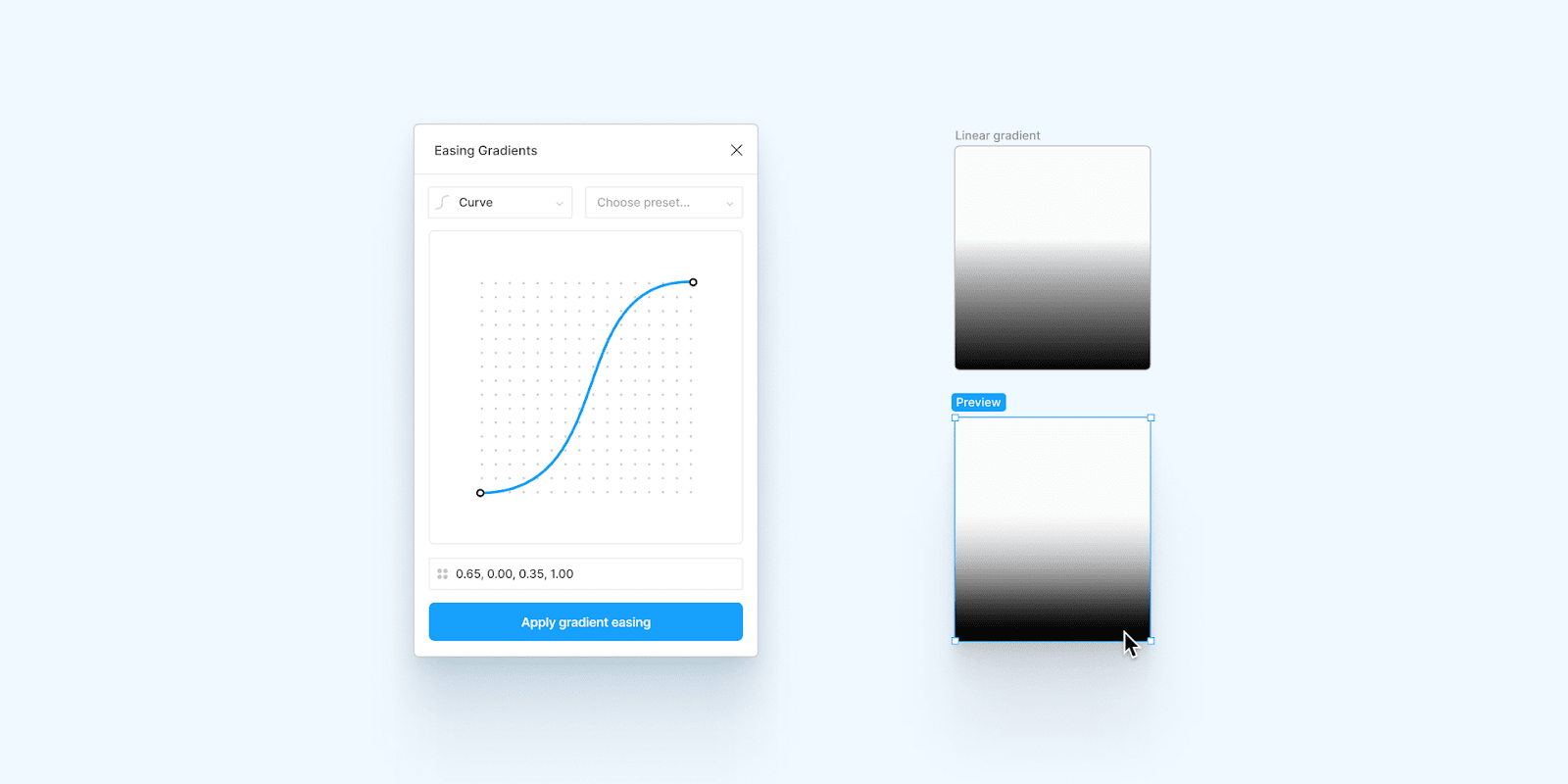 Easing Gradients - Figma plugin to apply custom cubic easing functions to you designs