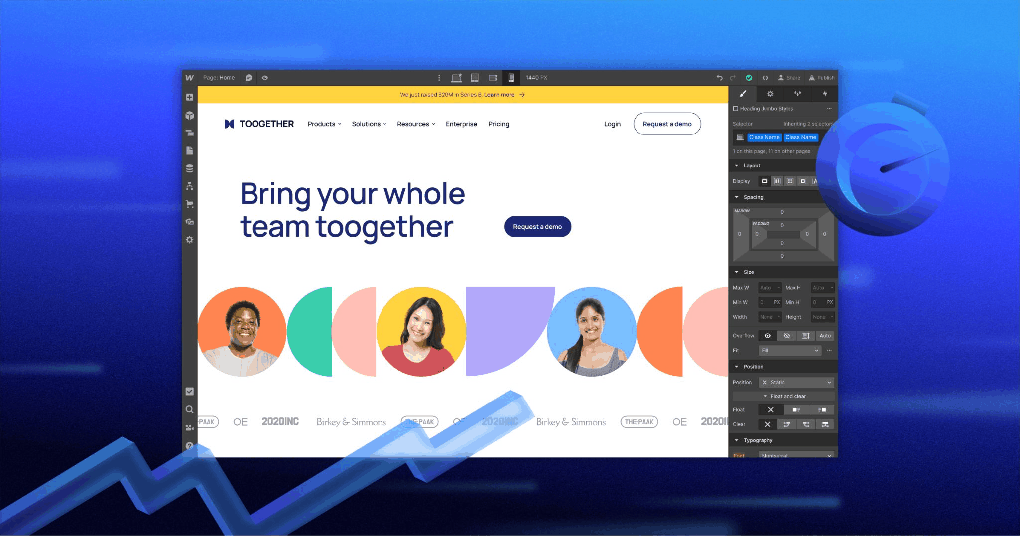 an image of the new faster designer on Webflow