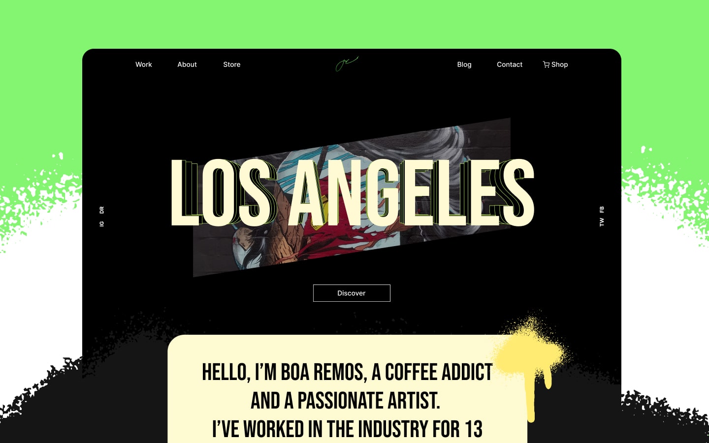 Los Angeles Webflow portfolio template. graphic design resume example