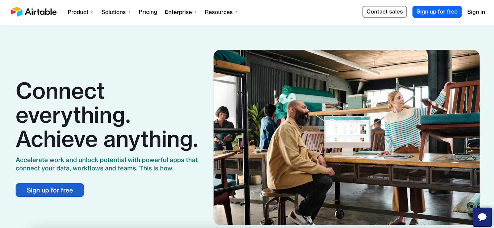 A screenshot of Airtable no-code platform homepage