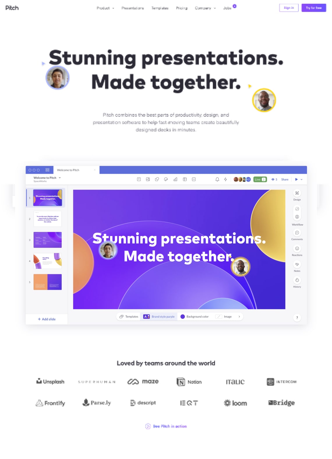 Explore Pitch website as a Webflow cloneable asset for inspiring designers and developers. Explore, learn, clone, and customize their various components.