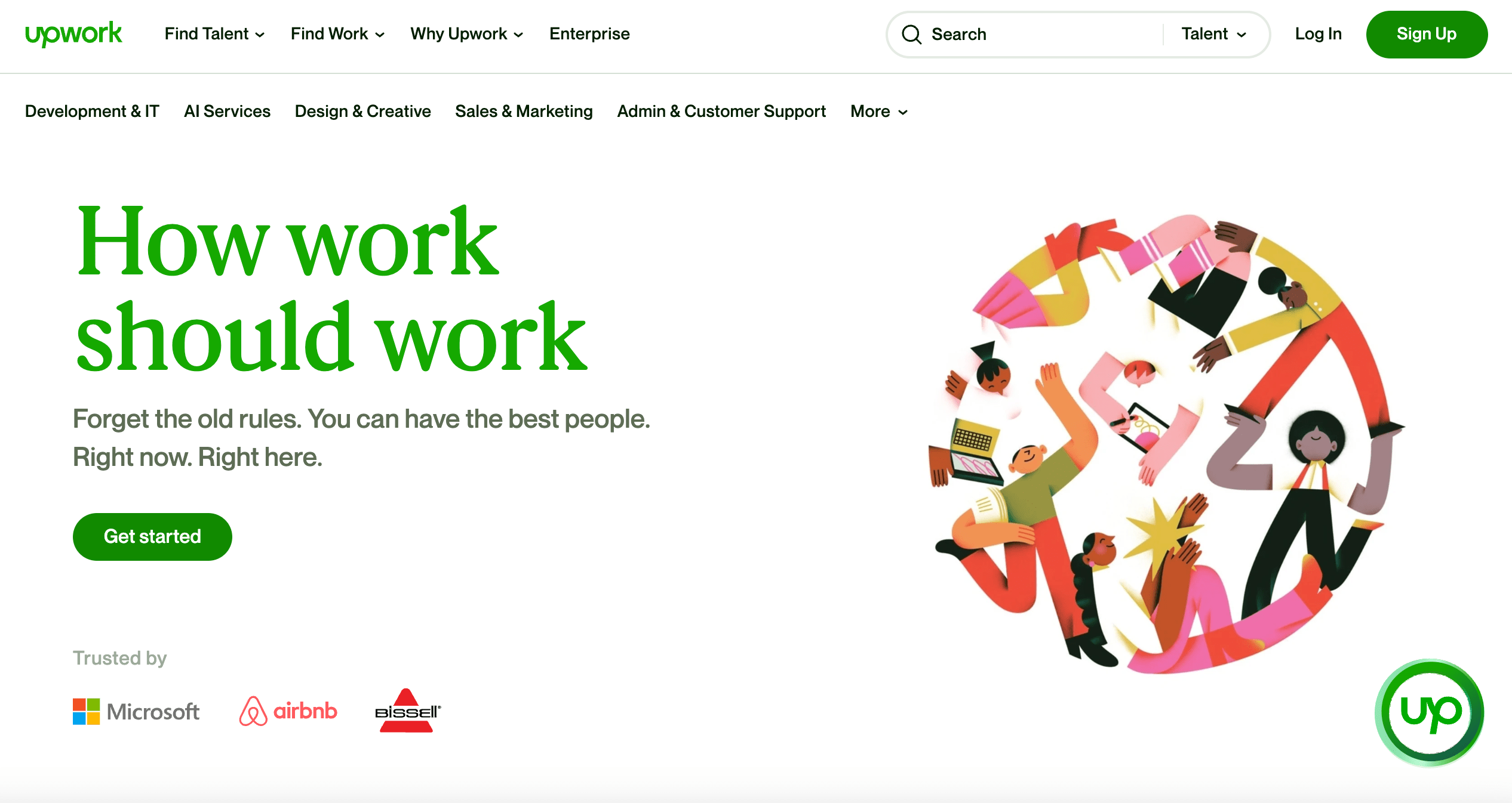 Upwork website homepage screenshot - Wedoflow