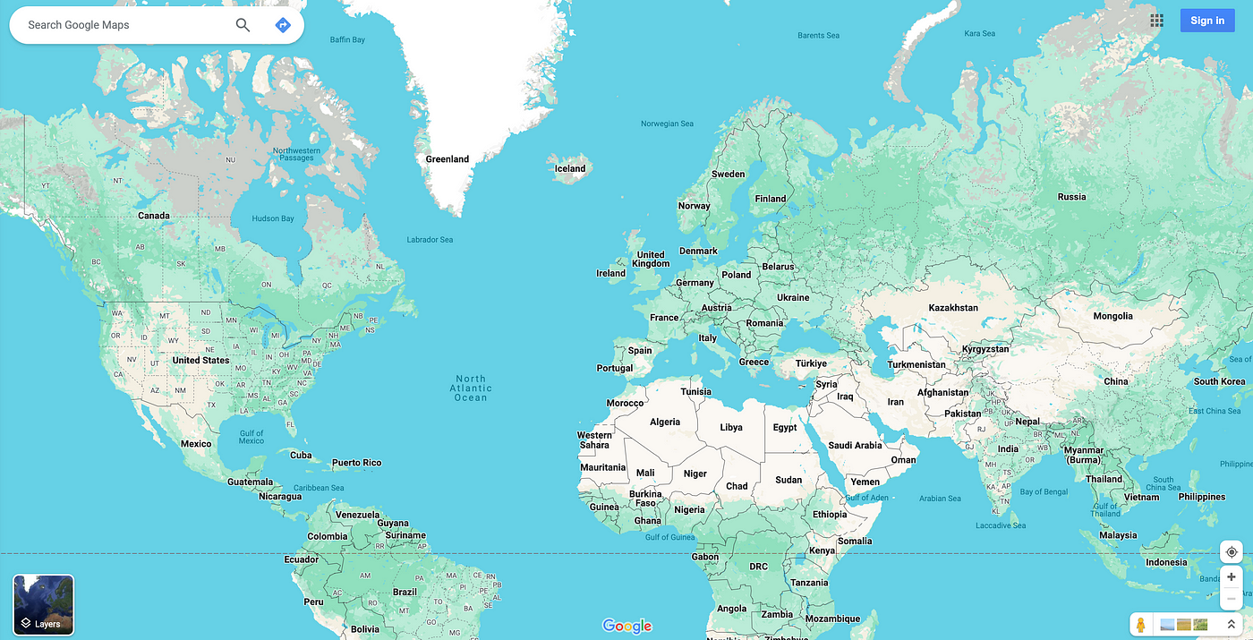A screenshot of the google maps website