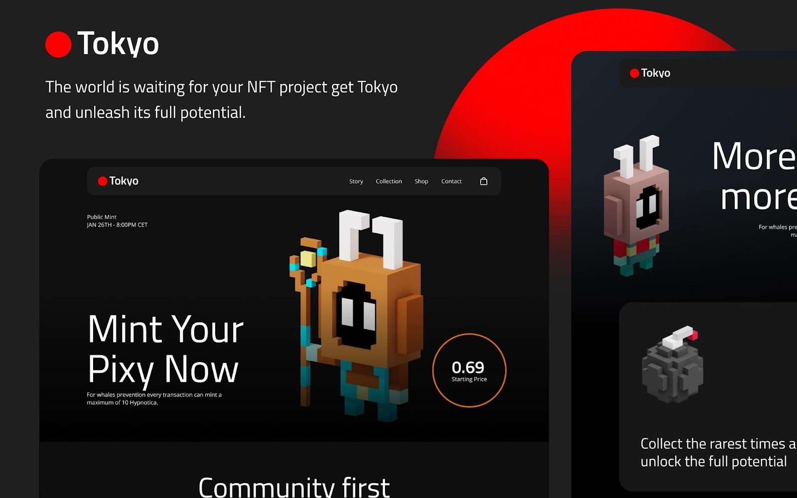 NFT Tokyo Webflow template for designers and photographers, freelancers or agencies- Wedoflow