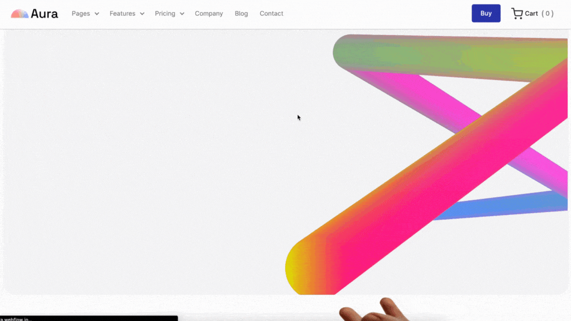 Aura SaaS webflow template - gif preview of second page (mobile)
