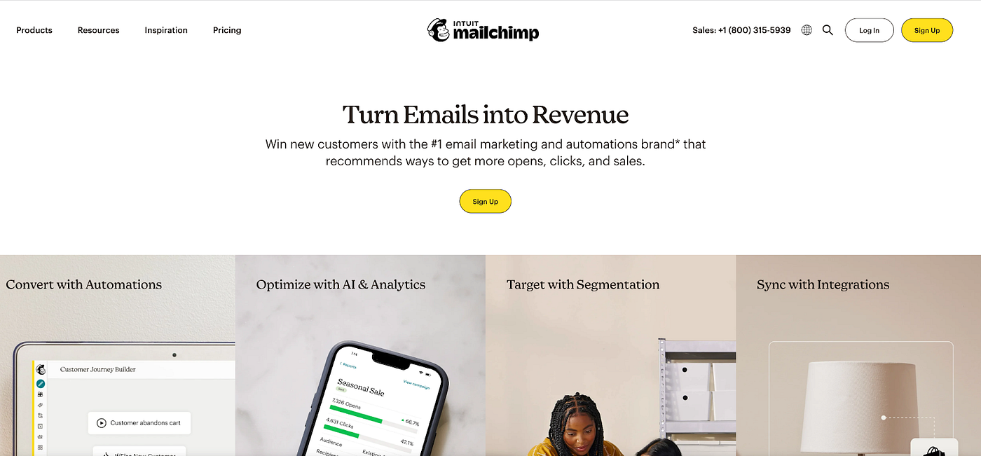 Mailchimp website screenshot preview