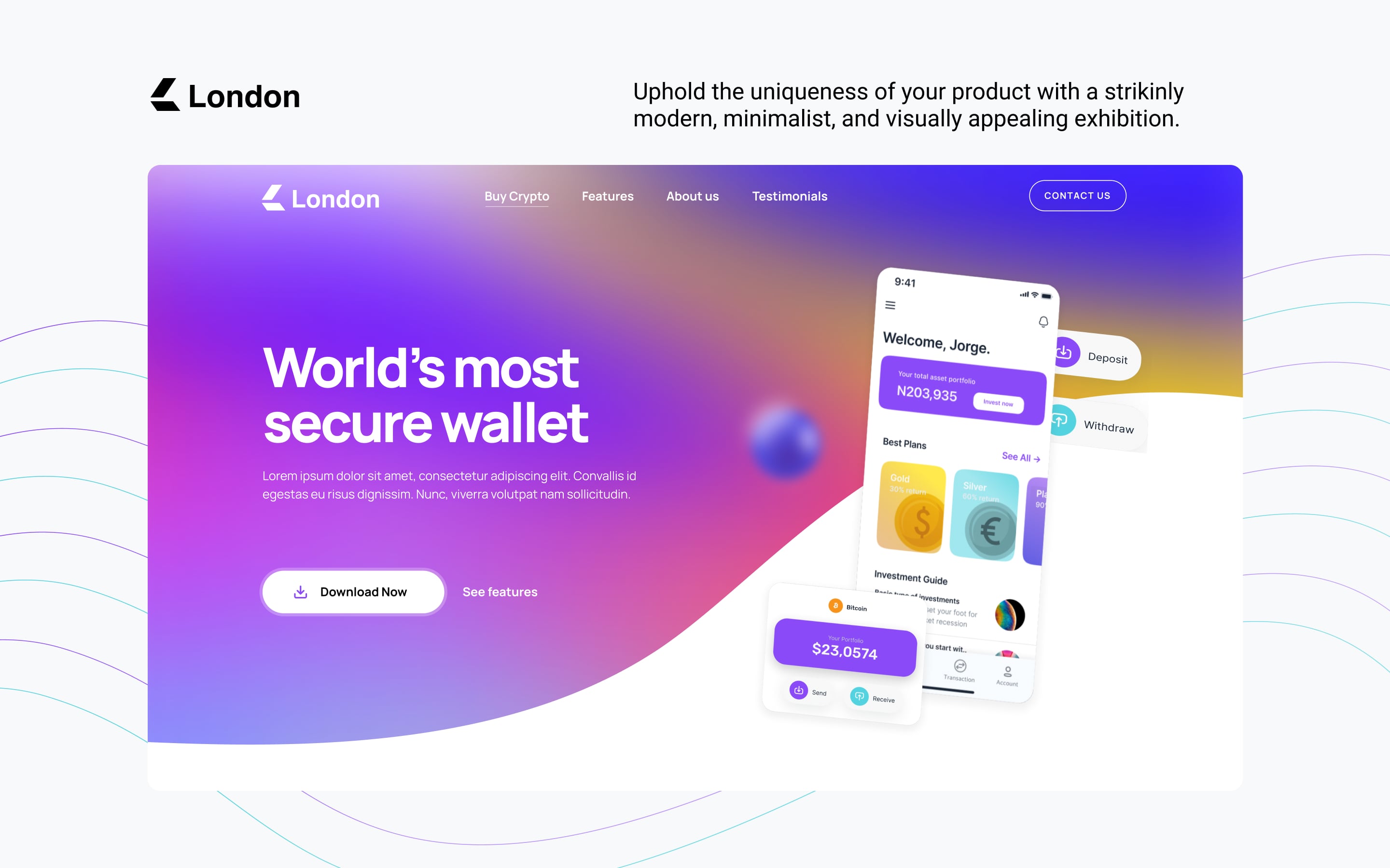Modern Webflow web application template - London. Wedoflow agency