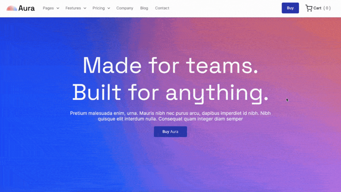 Aura SaaS template - gif preview