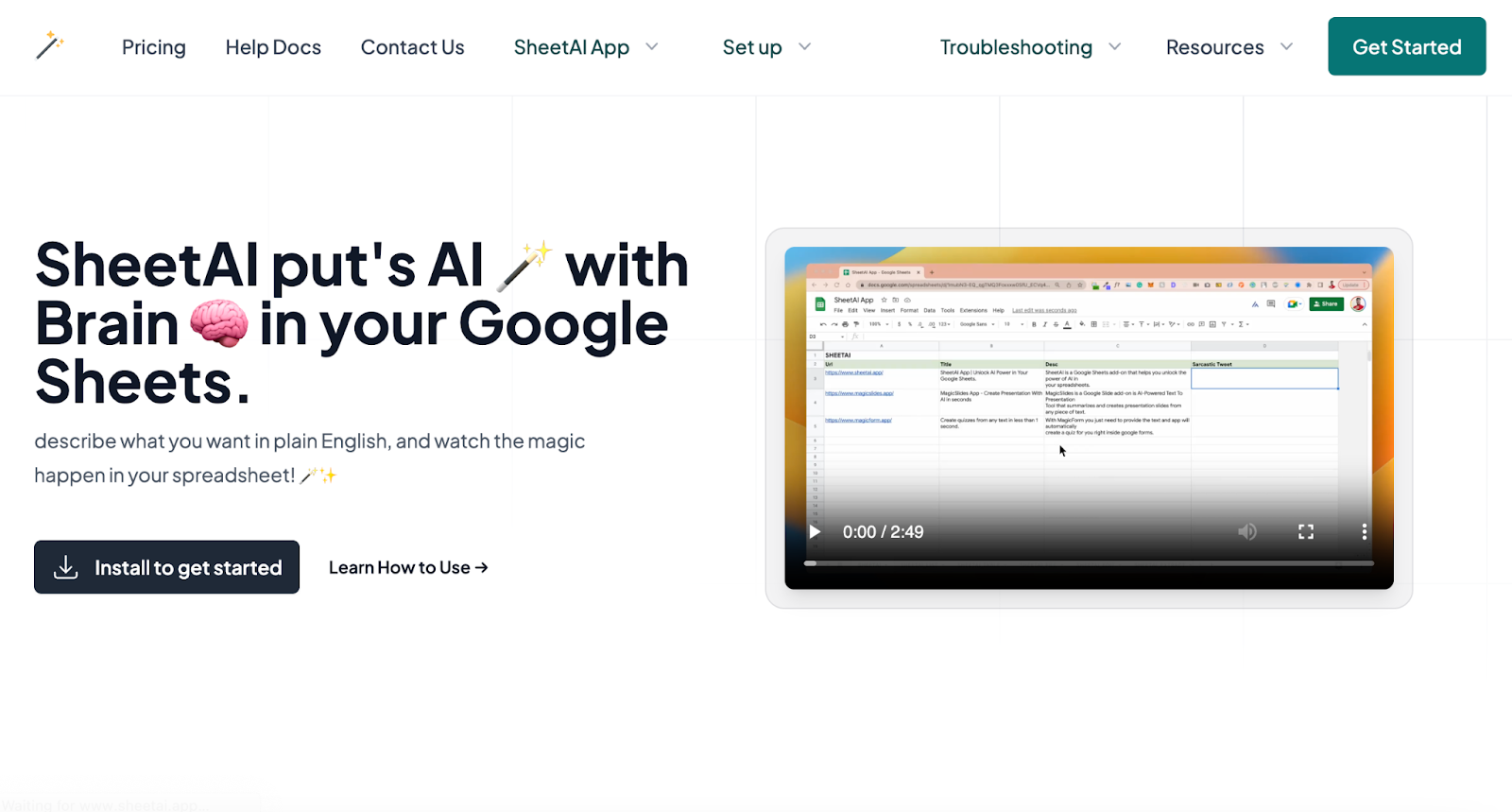 SheetAI - an app that gives AI capabilities to your Google Sheets 