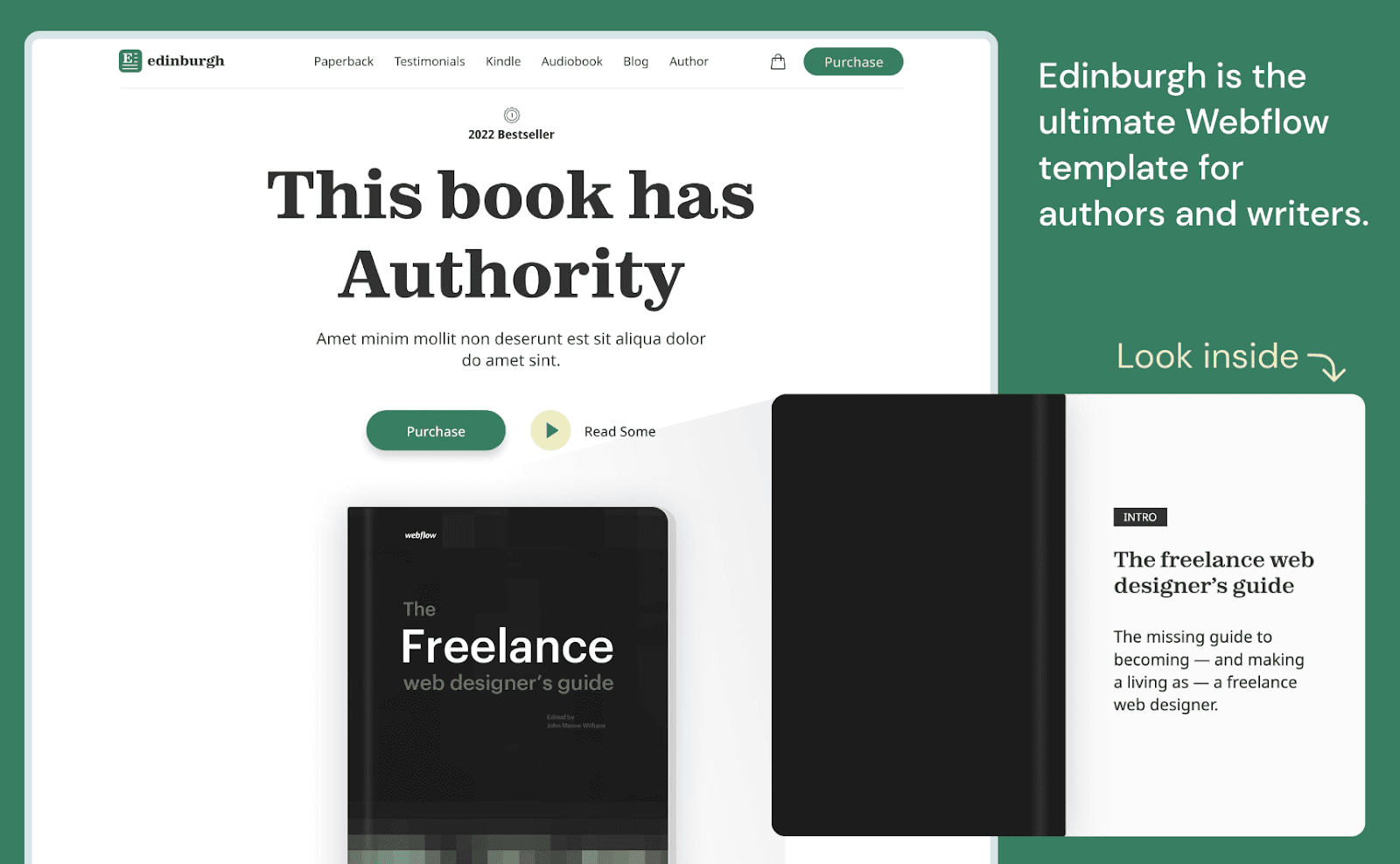 Preview pictures of the Edinburgh Webflow Portfolio website template