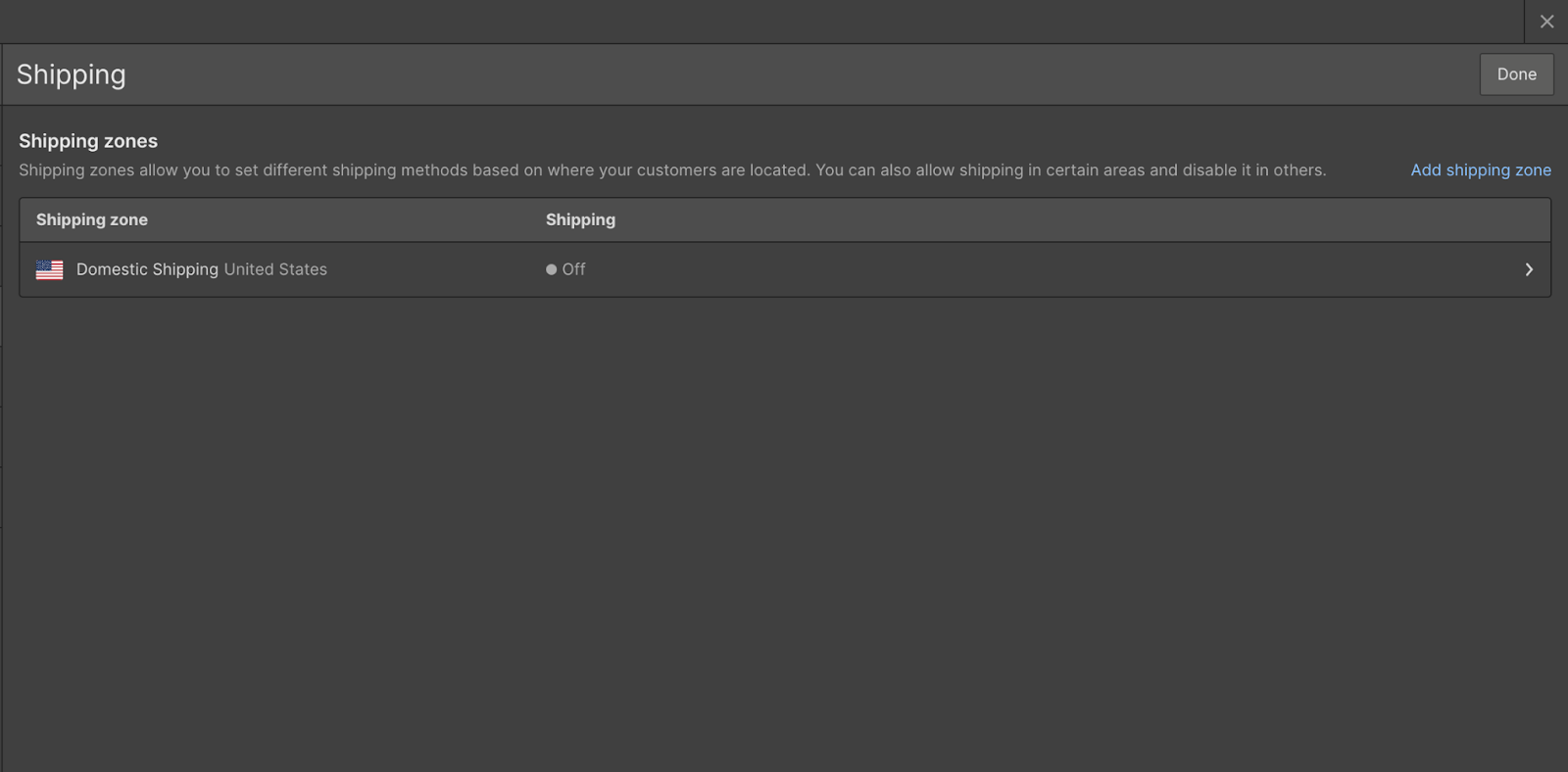 A picture of shipping settings in webflow ecommerce setup guide