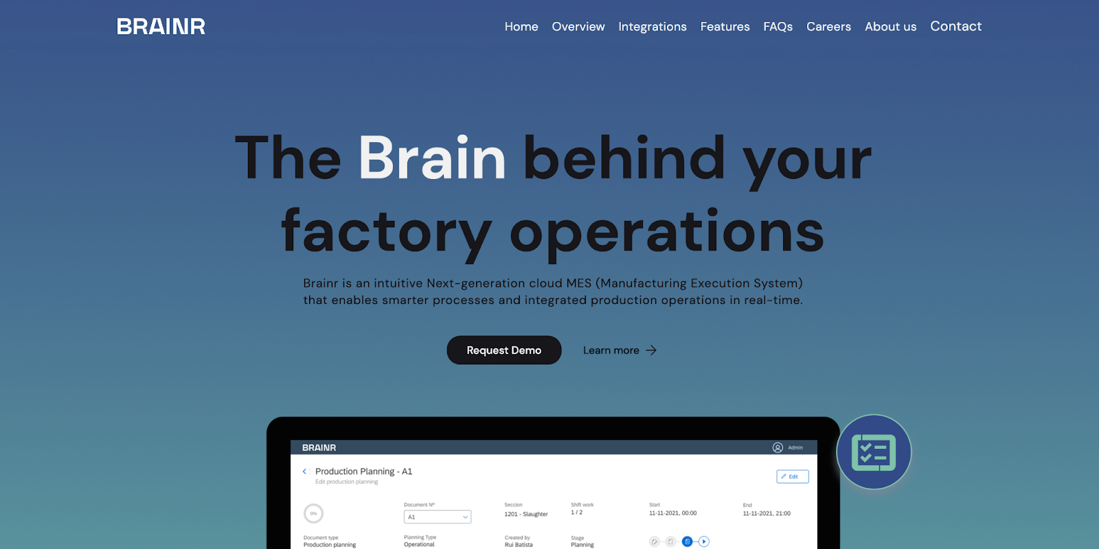 The beautiful homepage interface of Brainr.co website