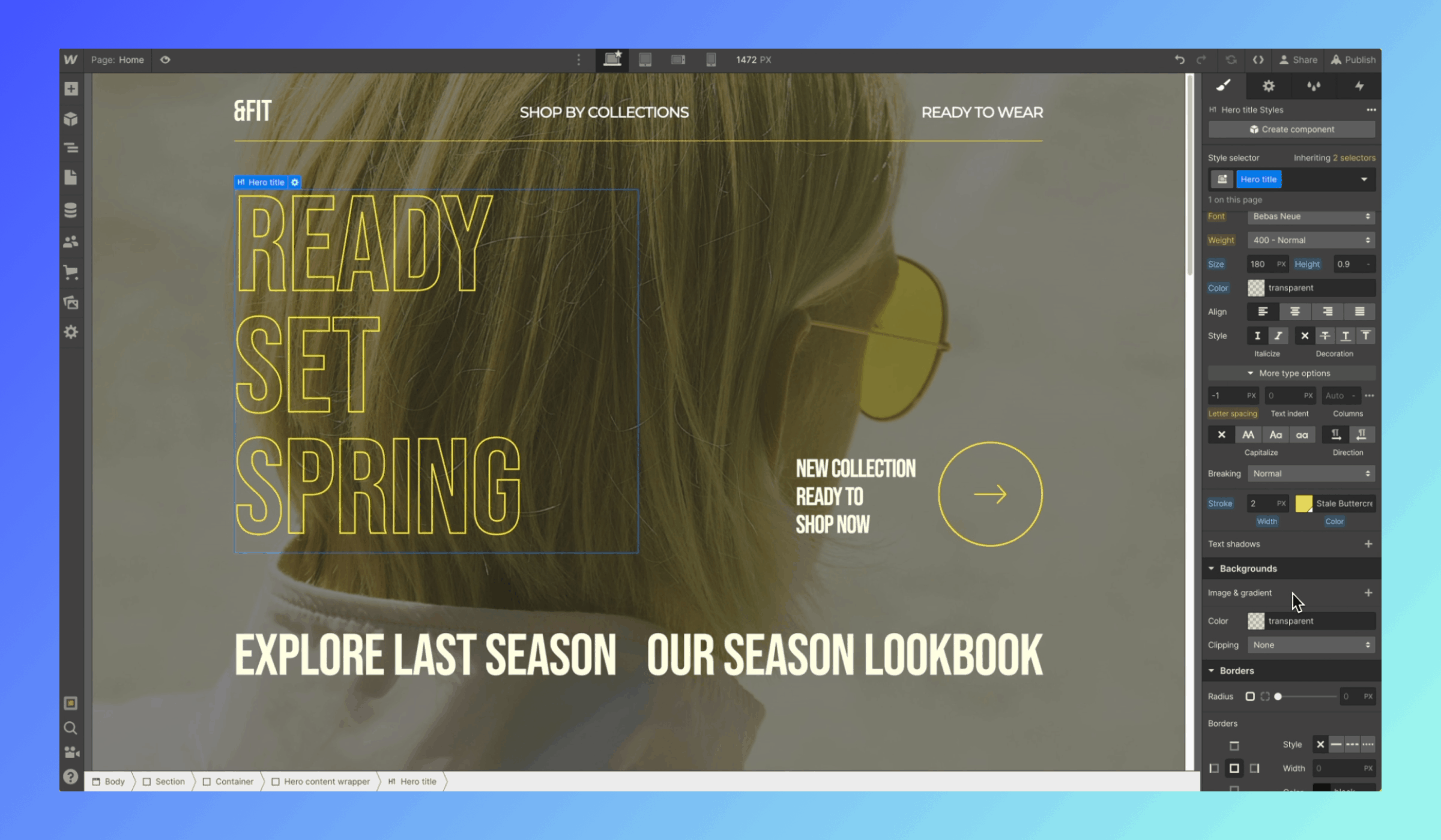 An image showing how to Add an outline to your elements through text stroke styling
