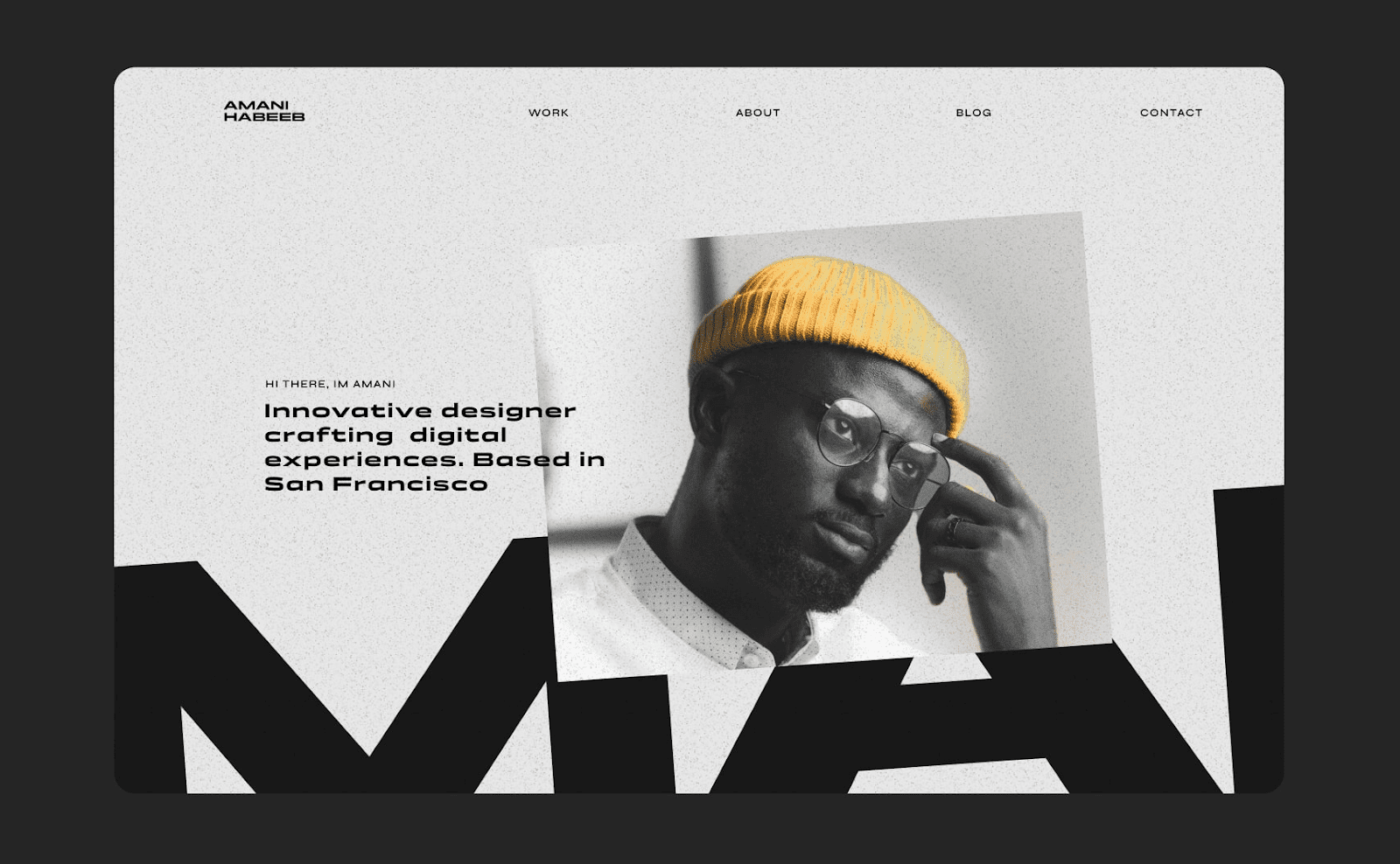 A front page picture of the Anciano Webflow Portfolio website template