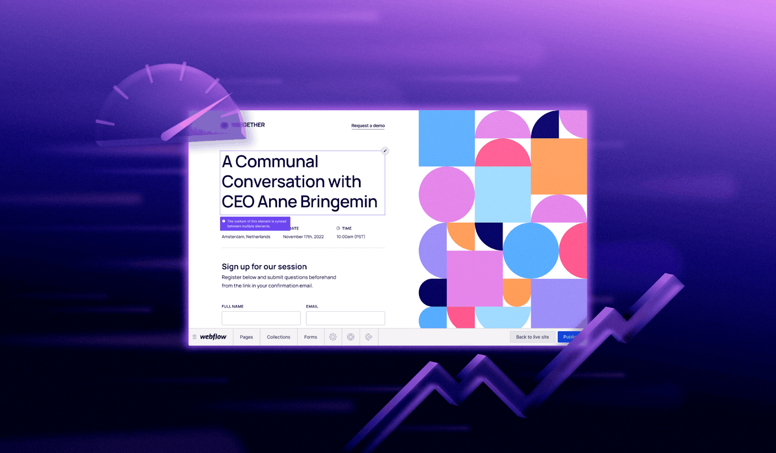 Webflow image showing editor improvements for large site customers