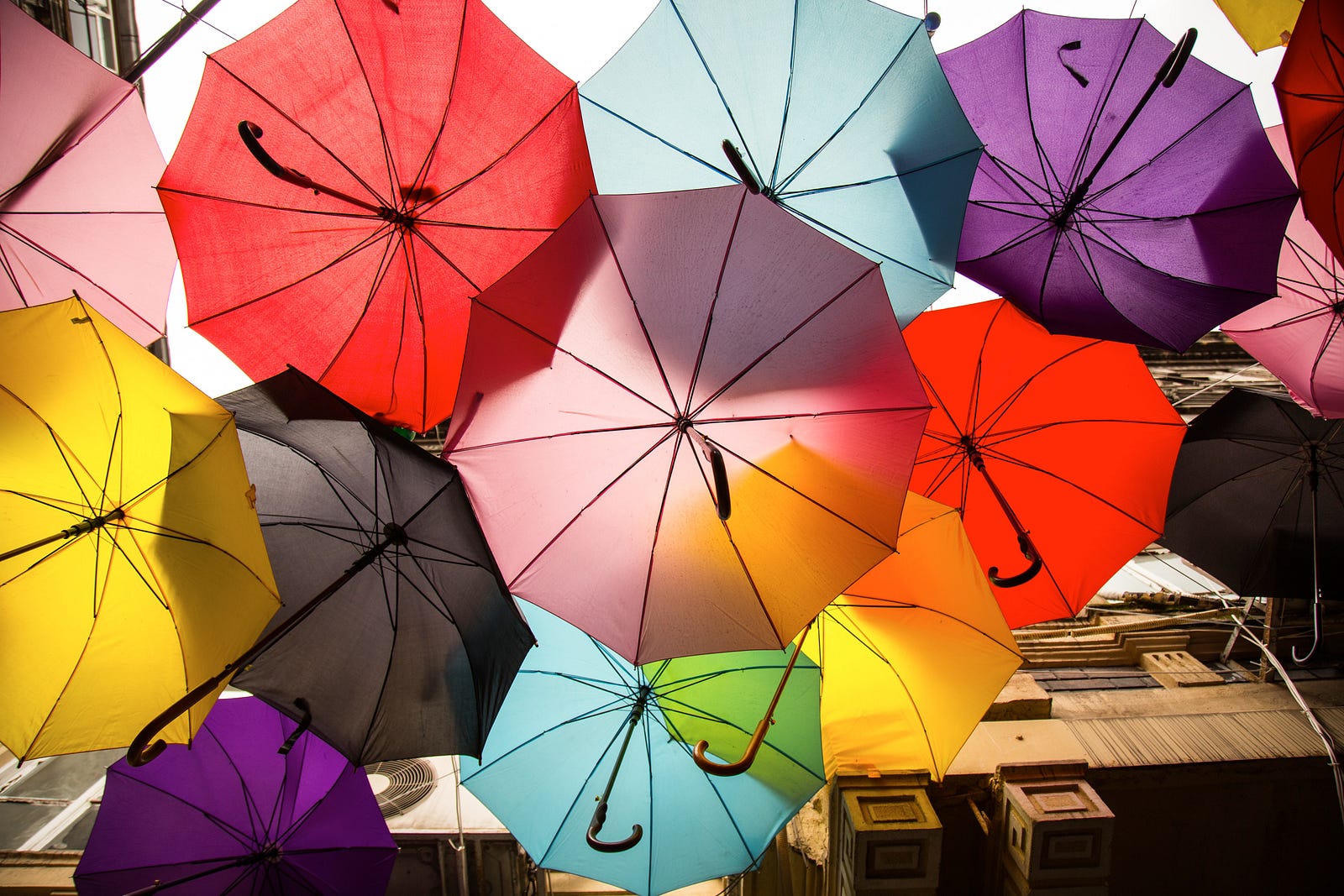 Umbrellas with different colors