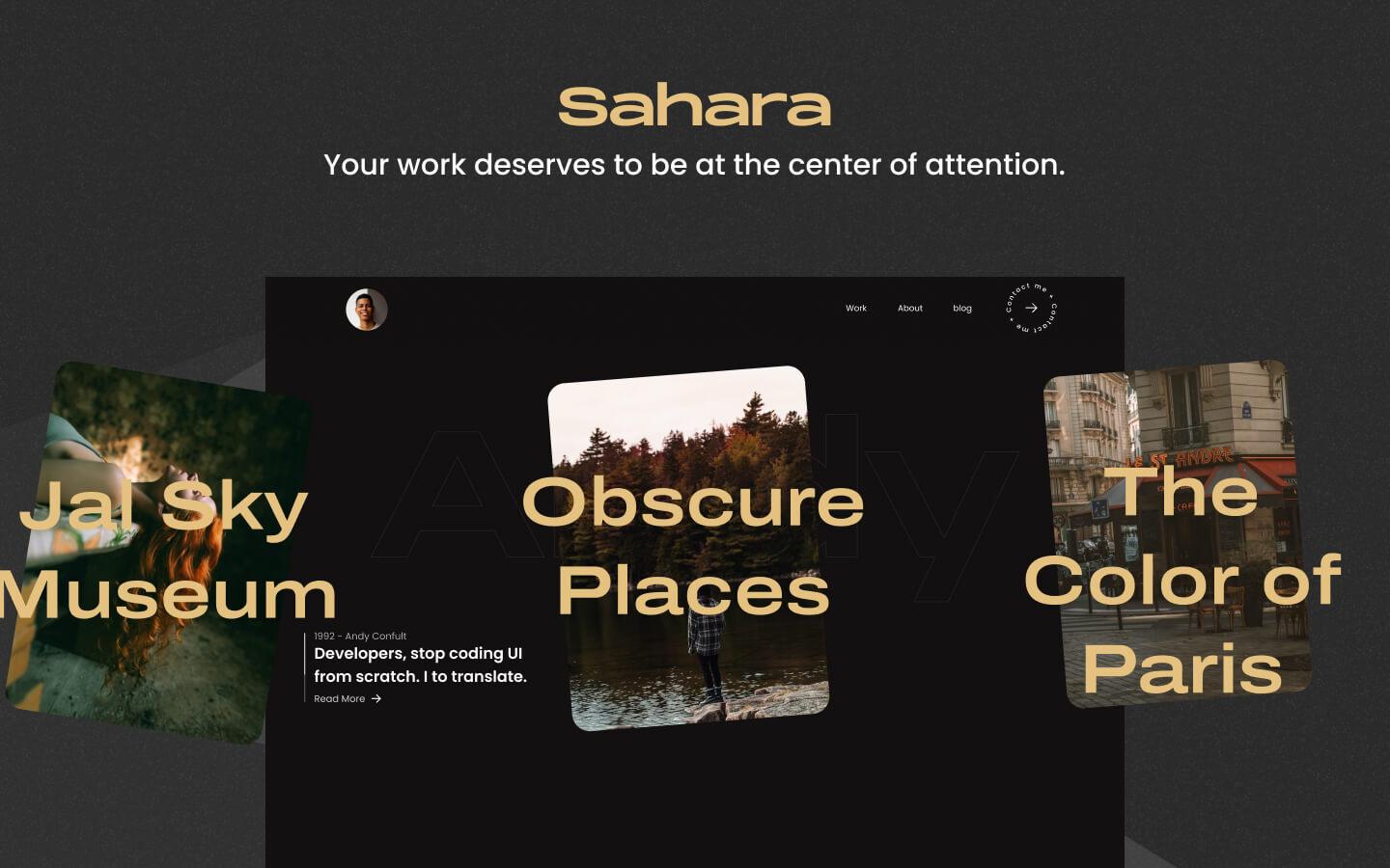 Sahara Webflow template for designers and photographers, freelancers or agencies- Wedoflow