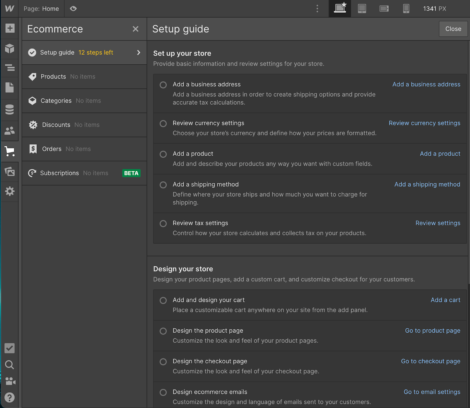 Webflow ecommerce setup guide picture