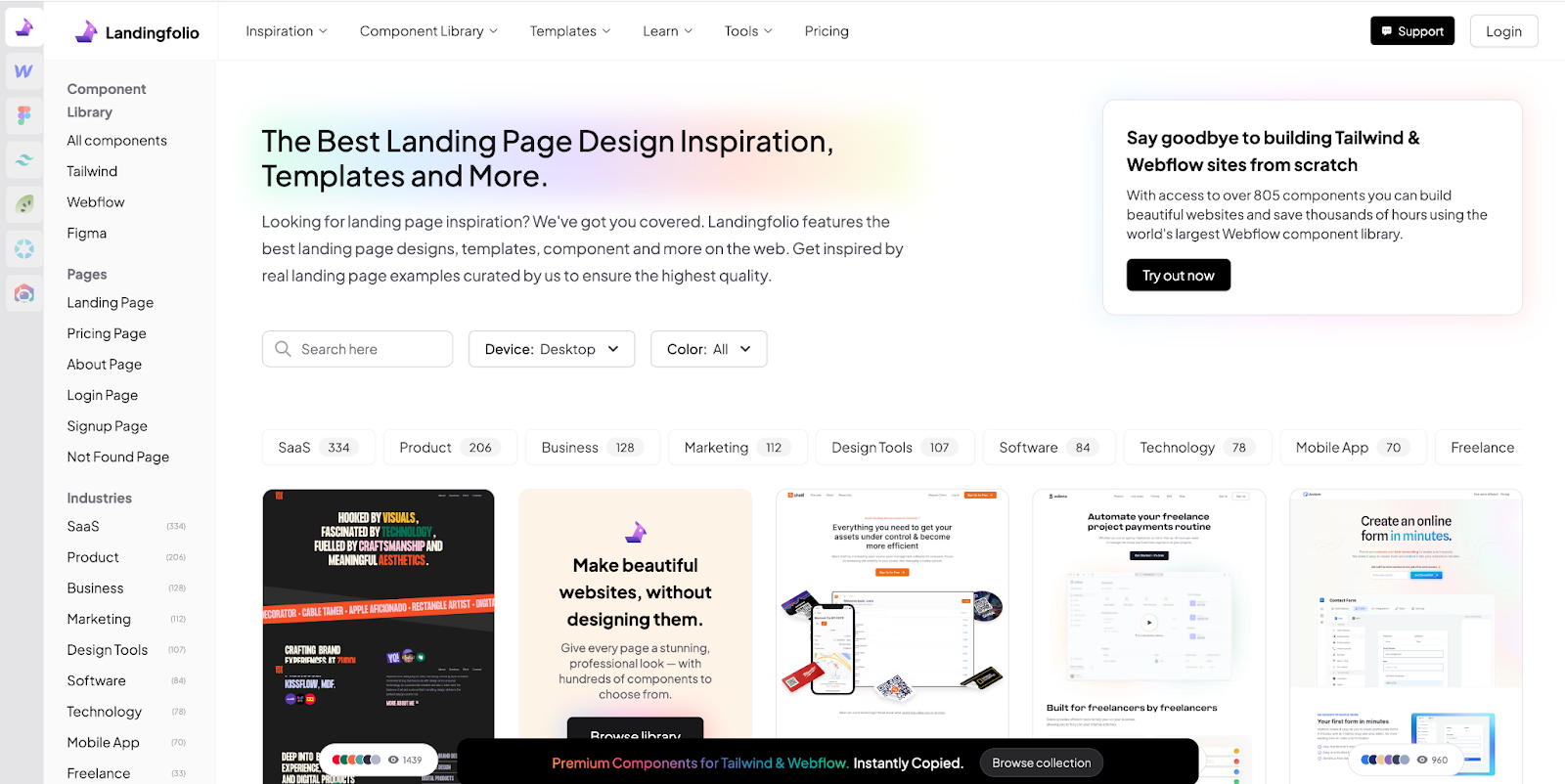 Landingfolio is the source were web designers get inspired for their own future web projectsr