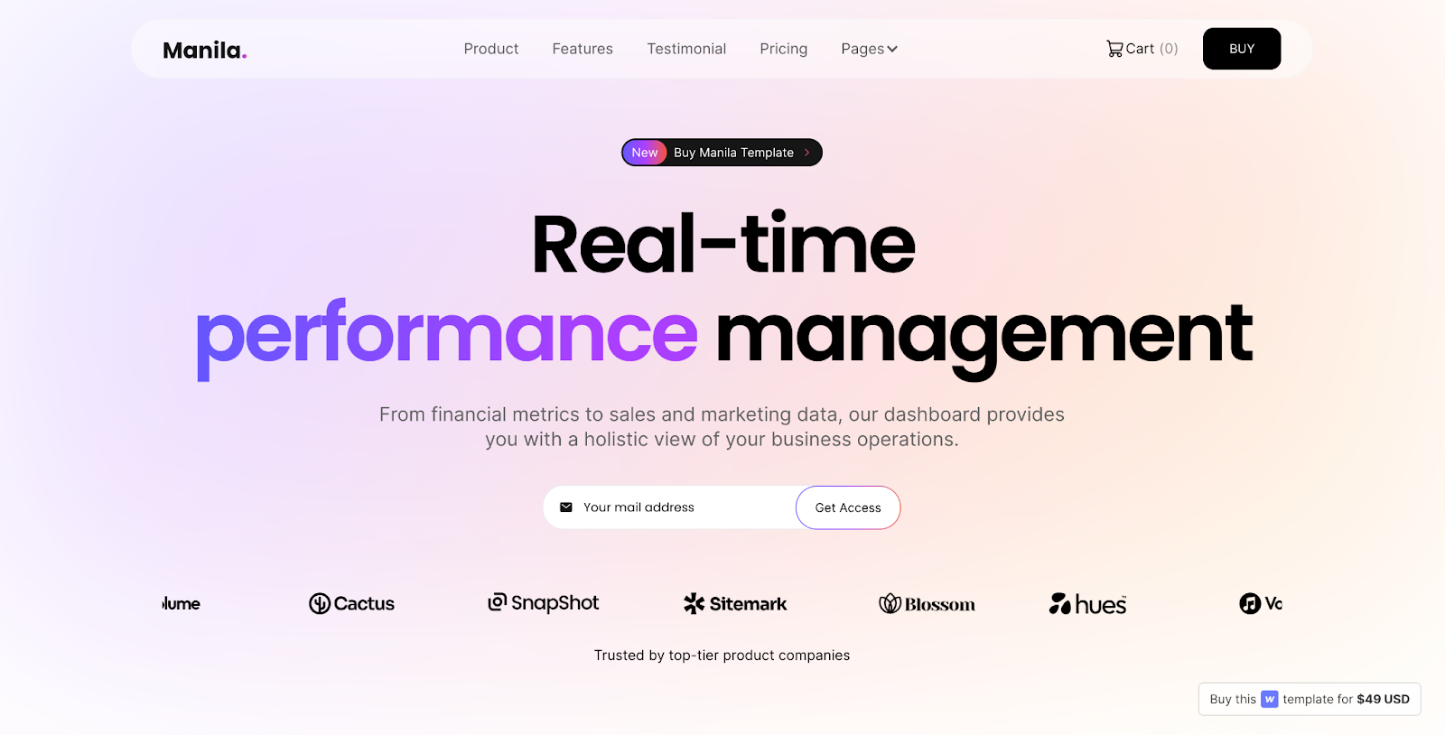 Webflow SaaS template Manila, showcasing a sleek design and its beautiful font choice combination of Poppins font for headers and Inter font for body text