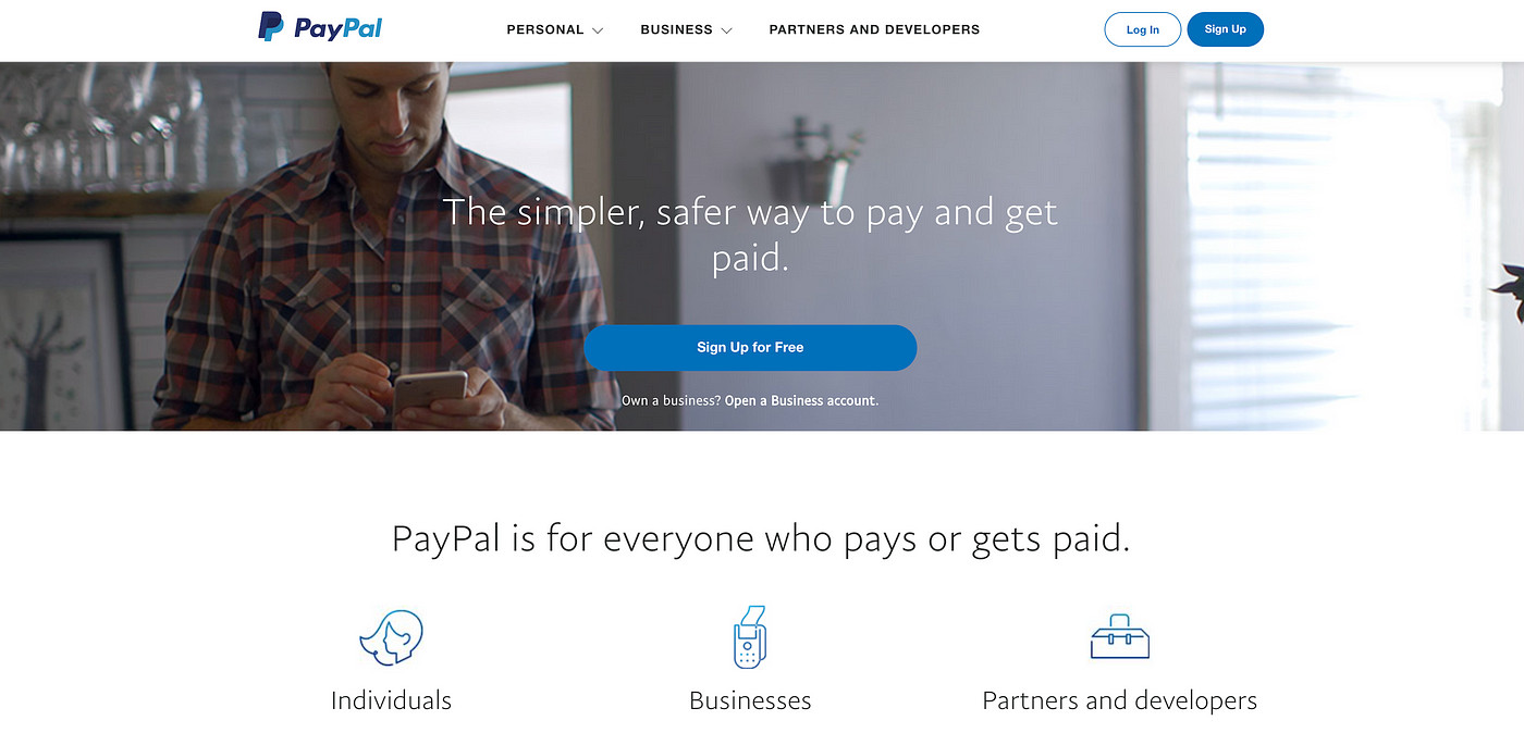 PayPal website homepage screenshot