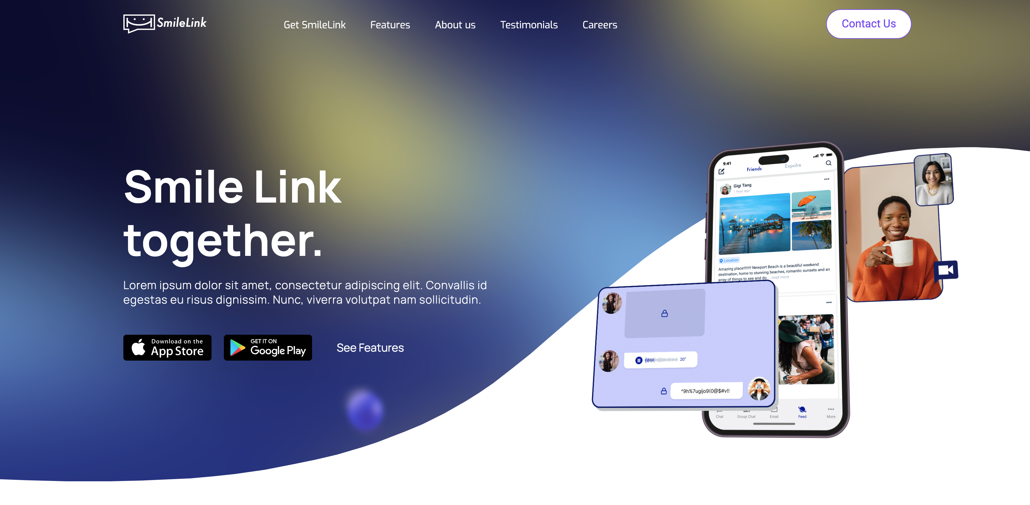 A homepage preview of the Smile link cryptocurrency website
