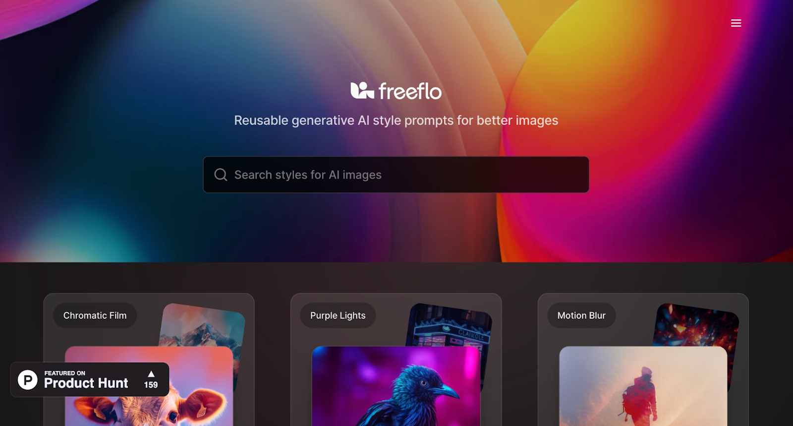 Freeflo AI tool that offers reusable AI-style prompts for better images