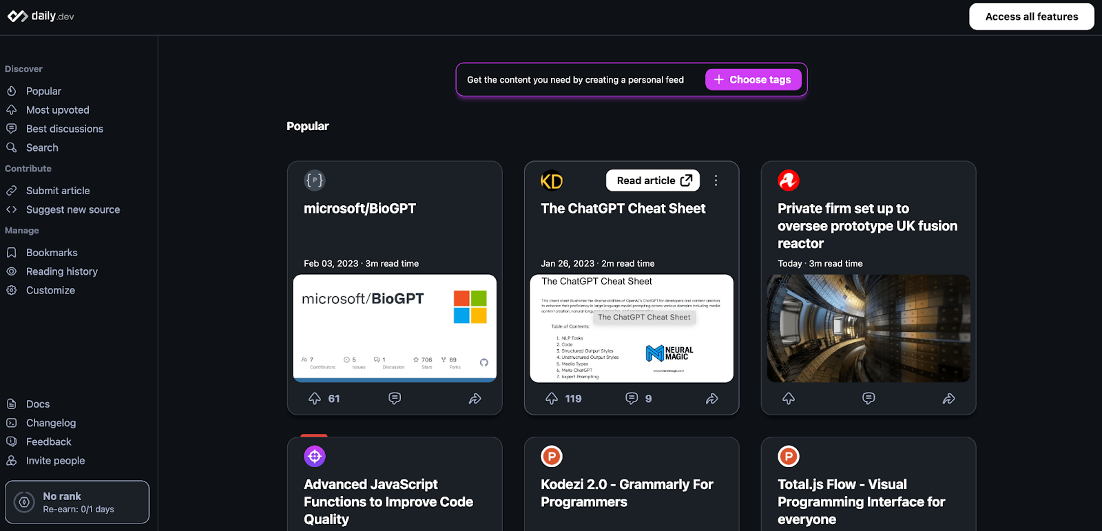 A screenshot of the Daily.dev chrome extension for Webflow developers