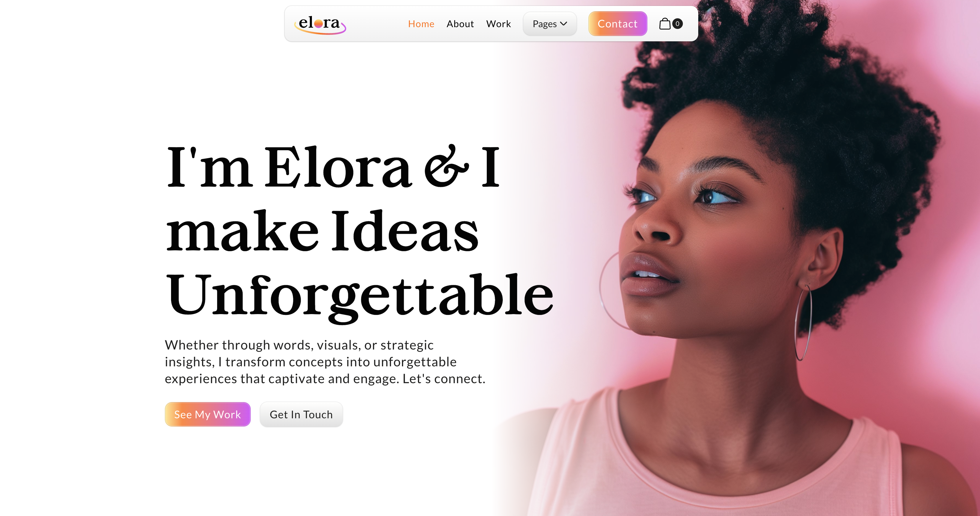 Webflow template Elora, perfect for student portfolio. Designed with Modulify AI and Webflow
