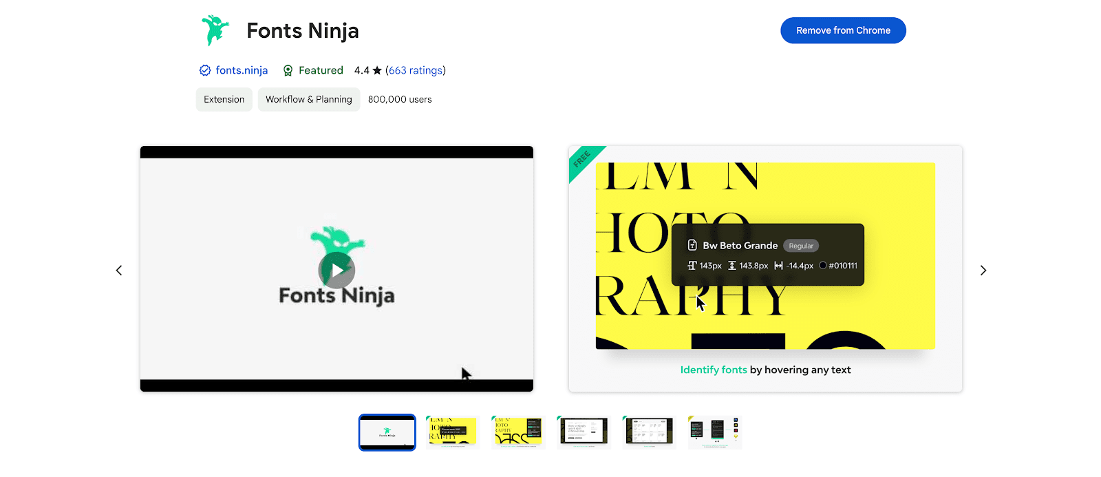 Fonts Ninja chrome extension image preview
