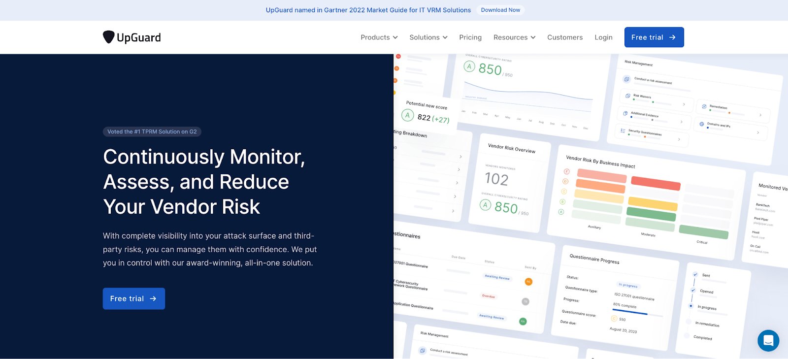 Upguard Website - cybersecurity services for your business