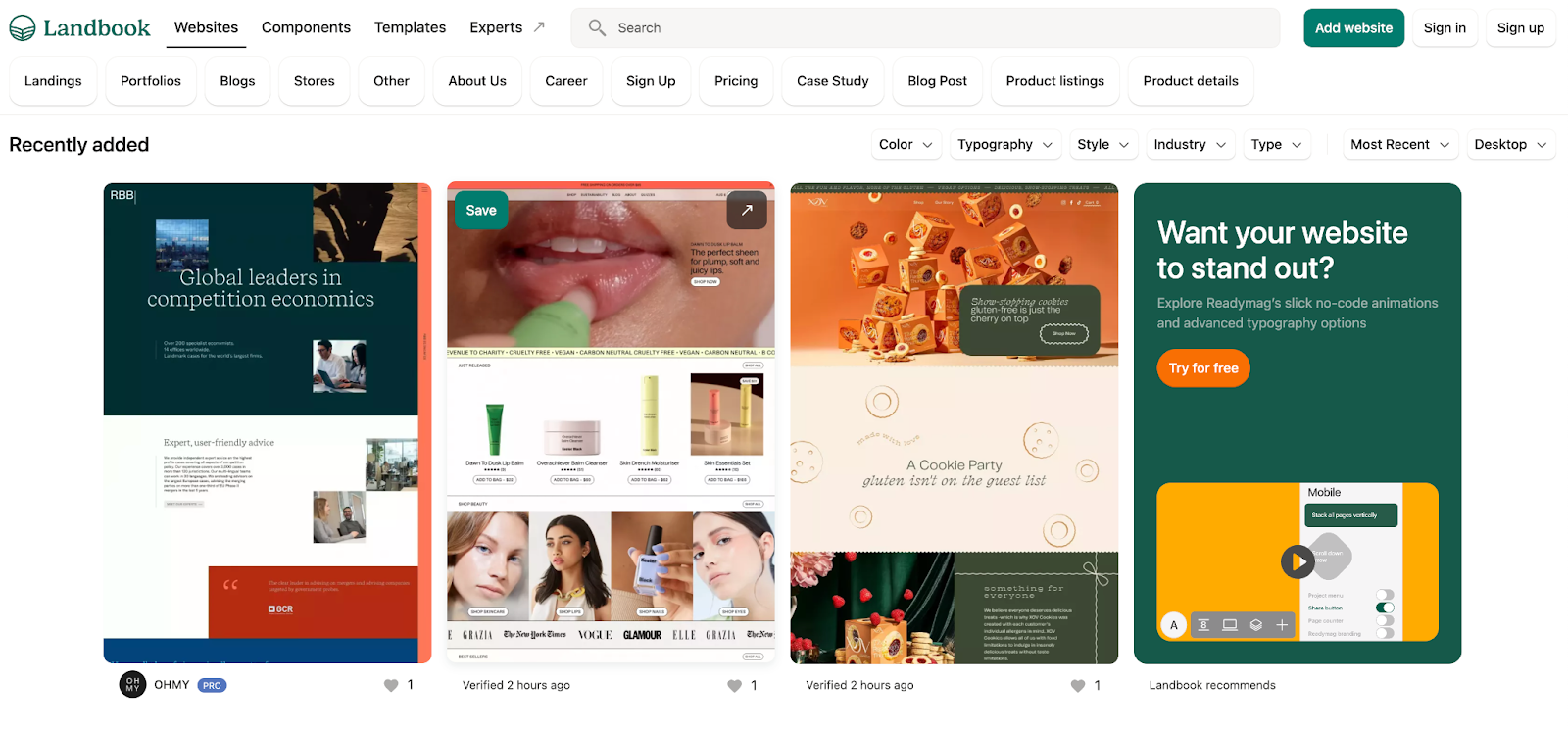 Land-book platform, the source for web designers with awesome designs showcased regularly