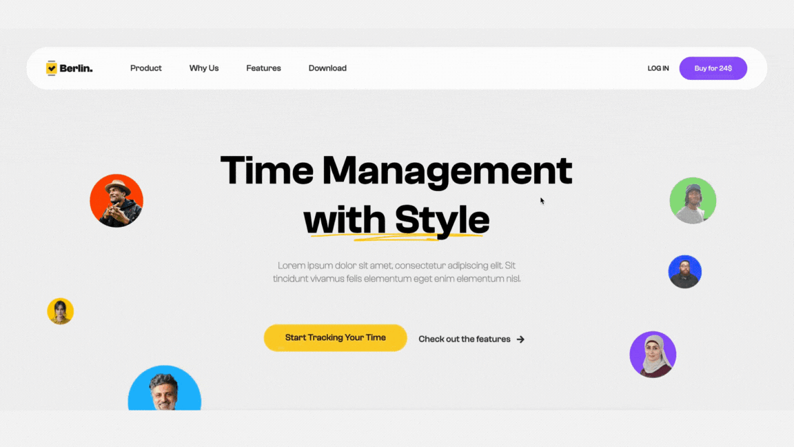 Berlin SaaS webflow template preview of the homepage 