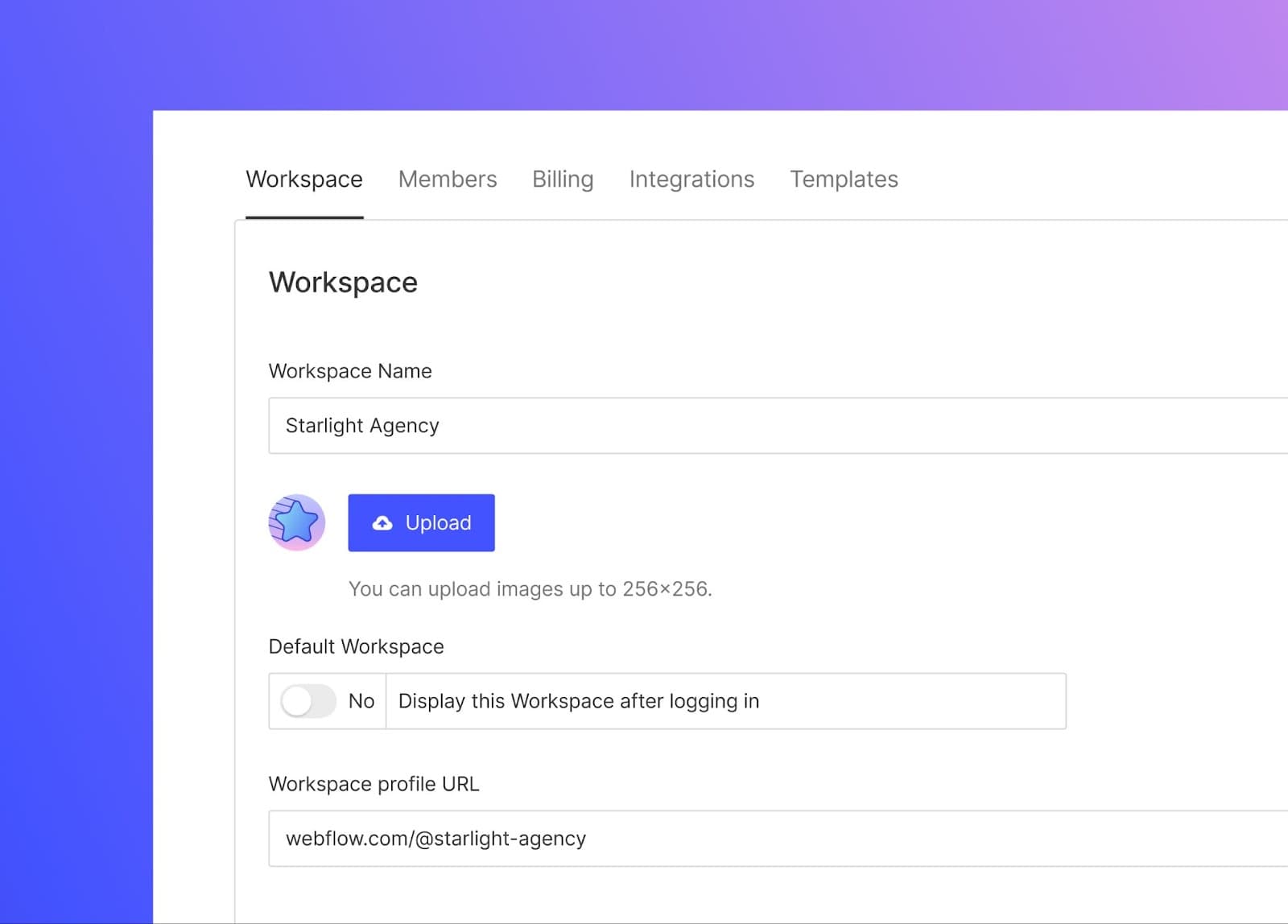 An image showing  how to Choose your Workspace profile @handle and URL