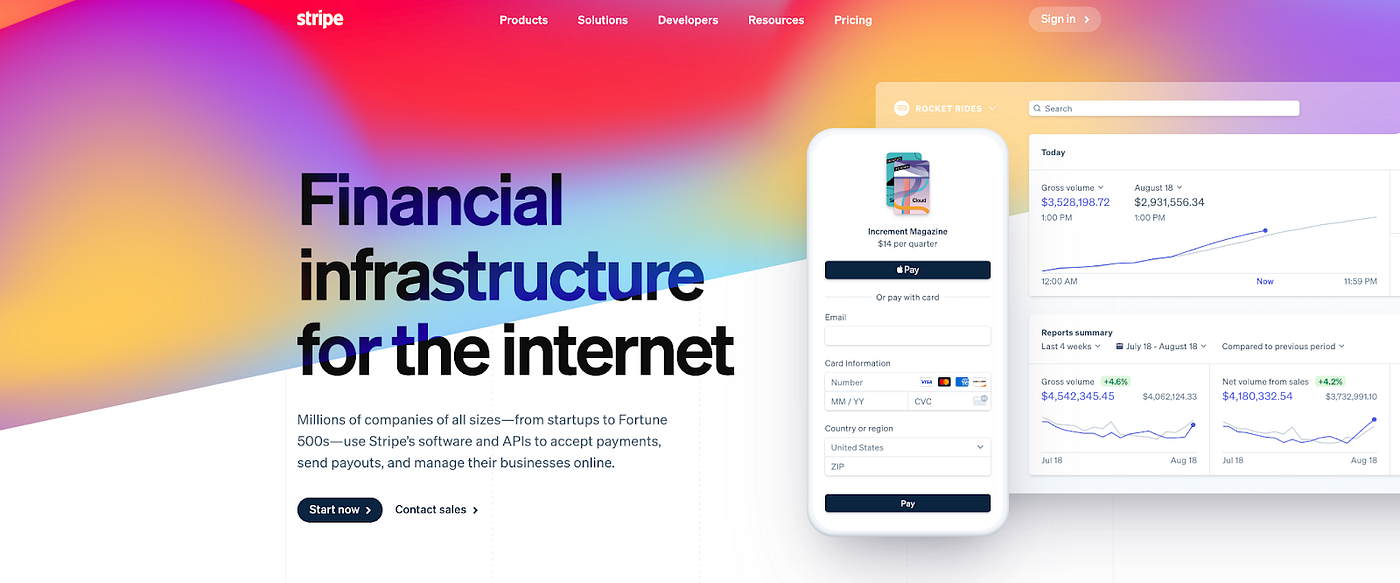 Stripe homepage website screenshot