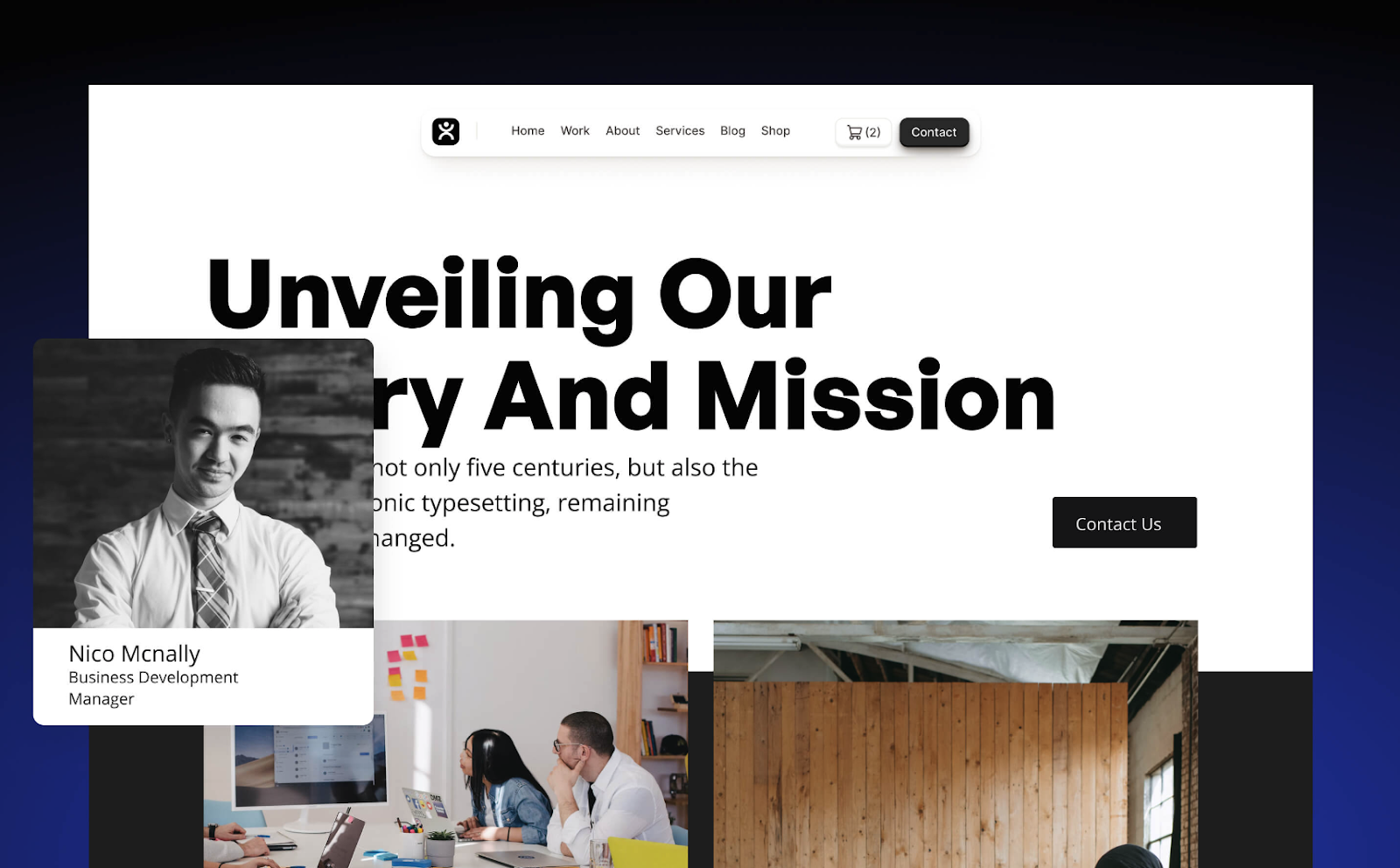 A preview of the home page of the Hawaii Webflow agency template