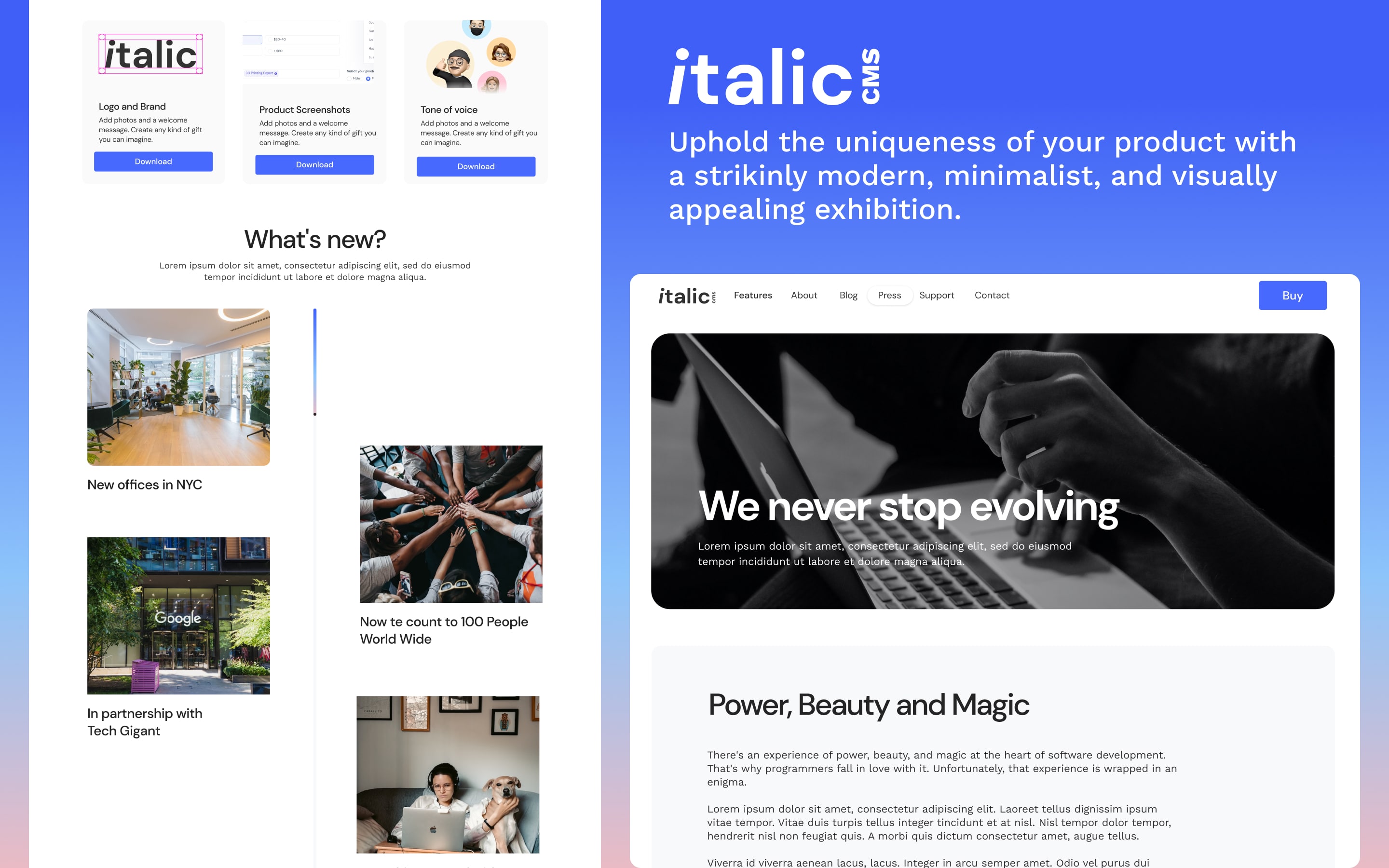 Aperçu 2 de Italic CMS