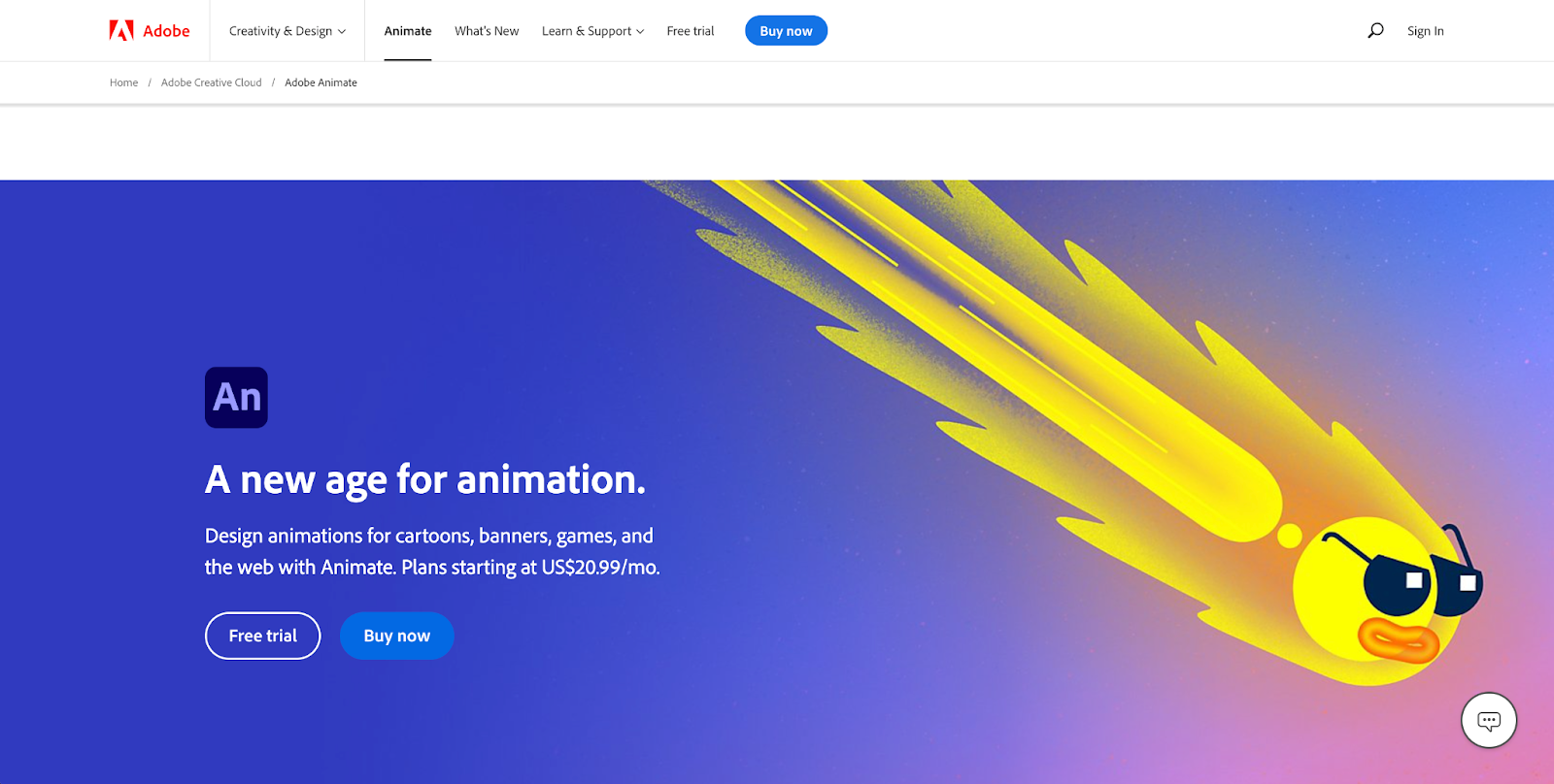 Adobe animate software tool for web animation