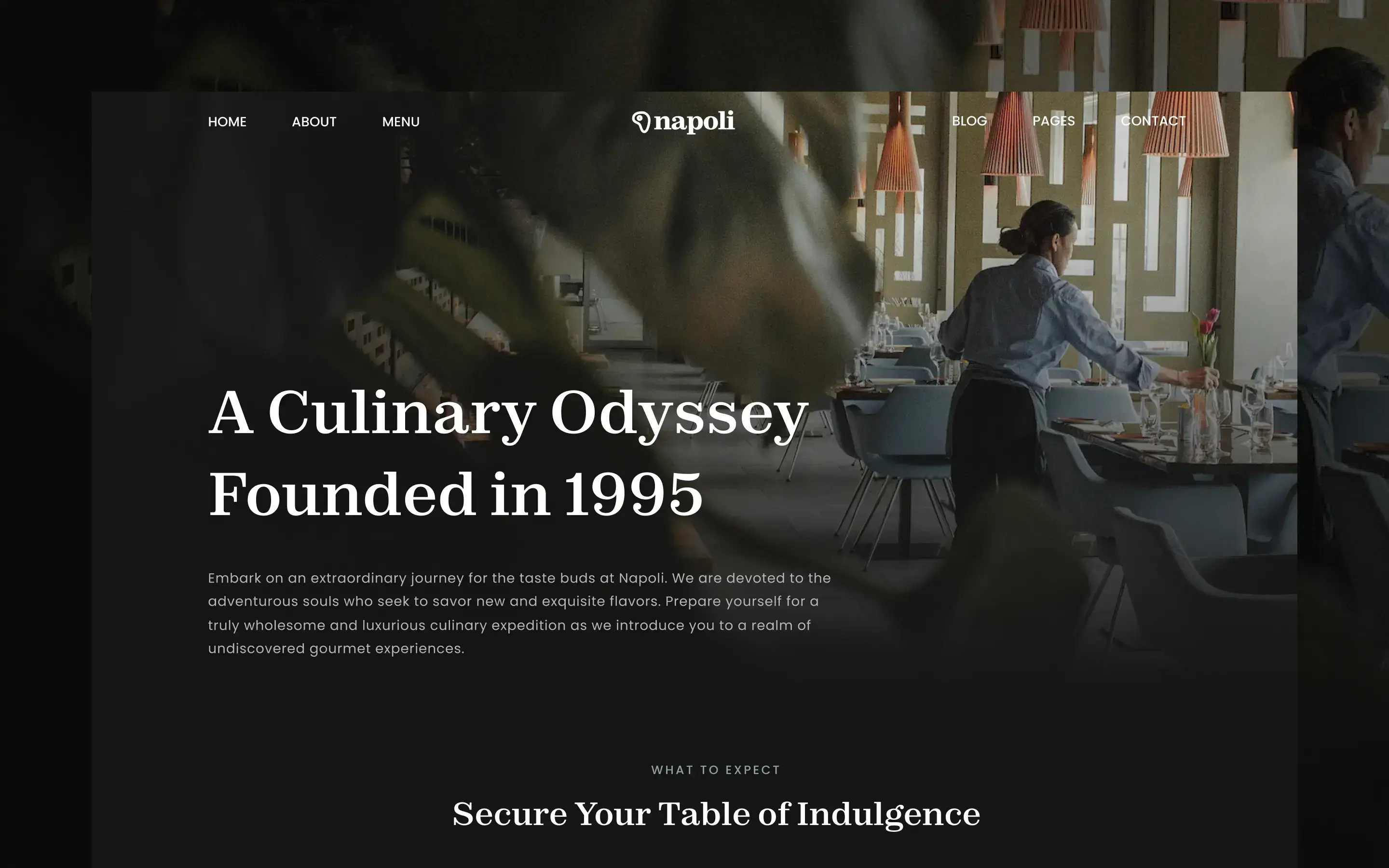 A view of the Napoli Webflow restaurant website template - premium weblow template from Wedoflow