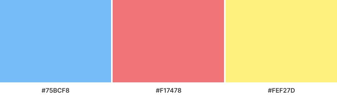 sky blue, red, and sunny color combination for web design