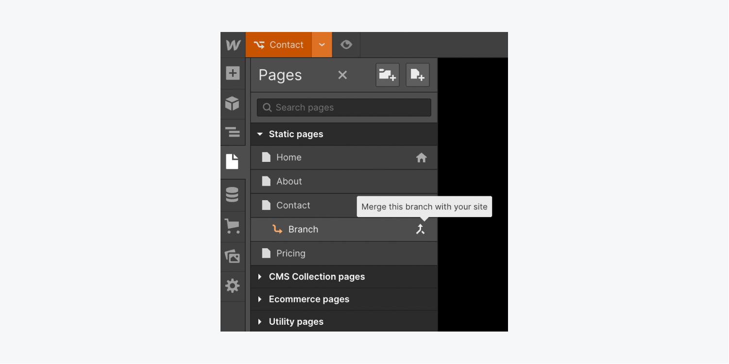 Merge the changes from the Pages panel - Wedoflow