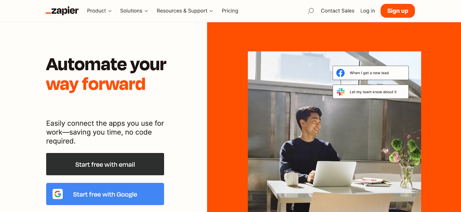 Zapier no-code automation tool homepage preview