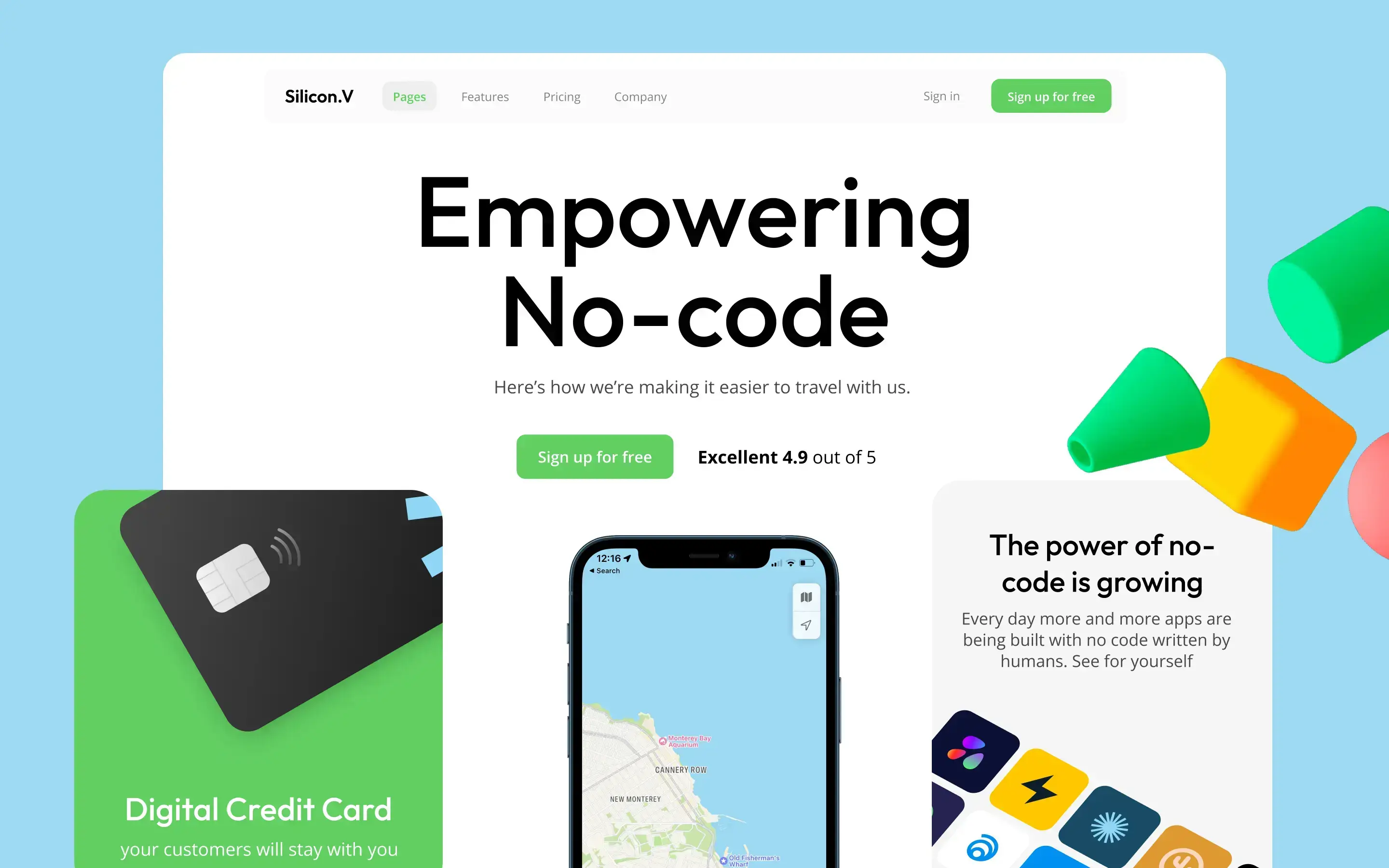 A view of the Silicon. V Webflow App website template - tech-inspired webflow app template from Azwedo/Wedoflow